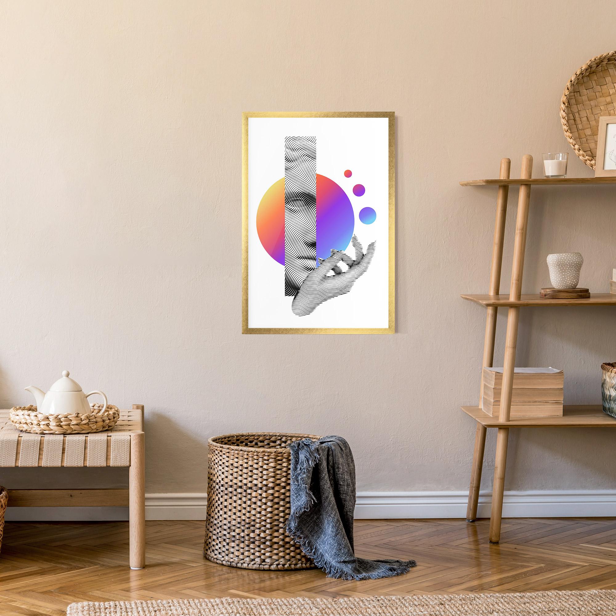 Keretezett Poszter Orange Light Statue mockup 9