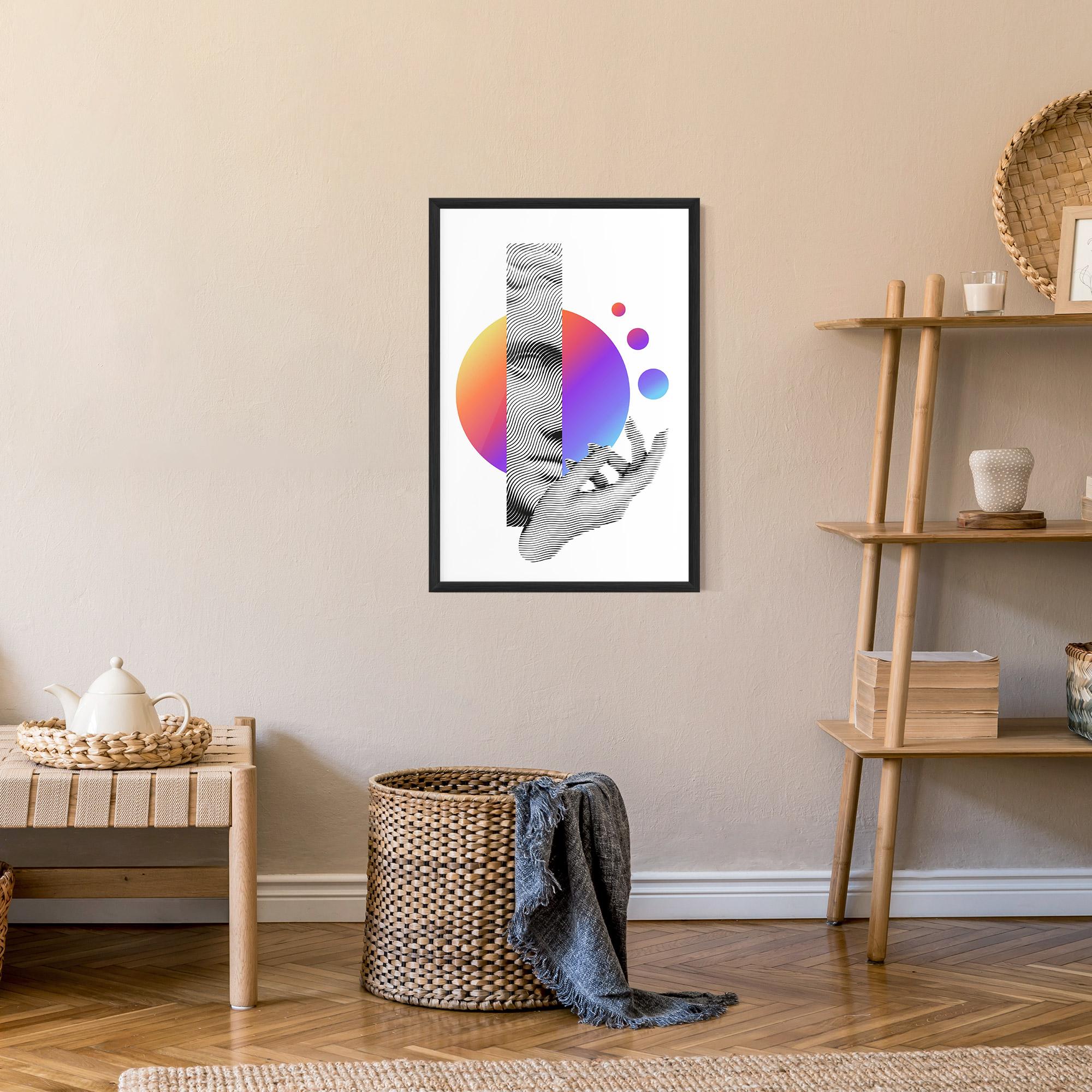 Keretezett Poszter Orange Light Statue mockup 9