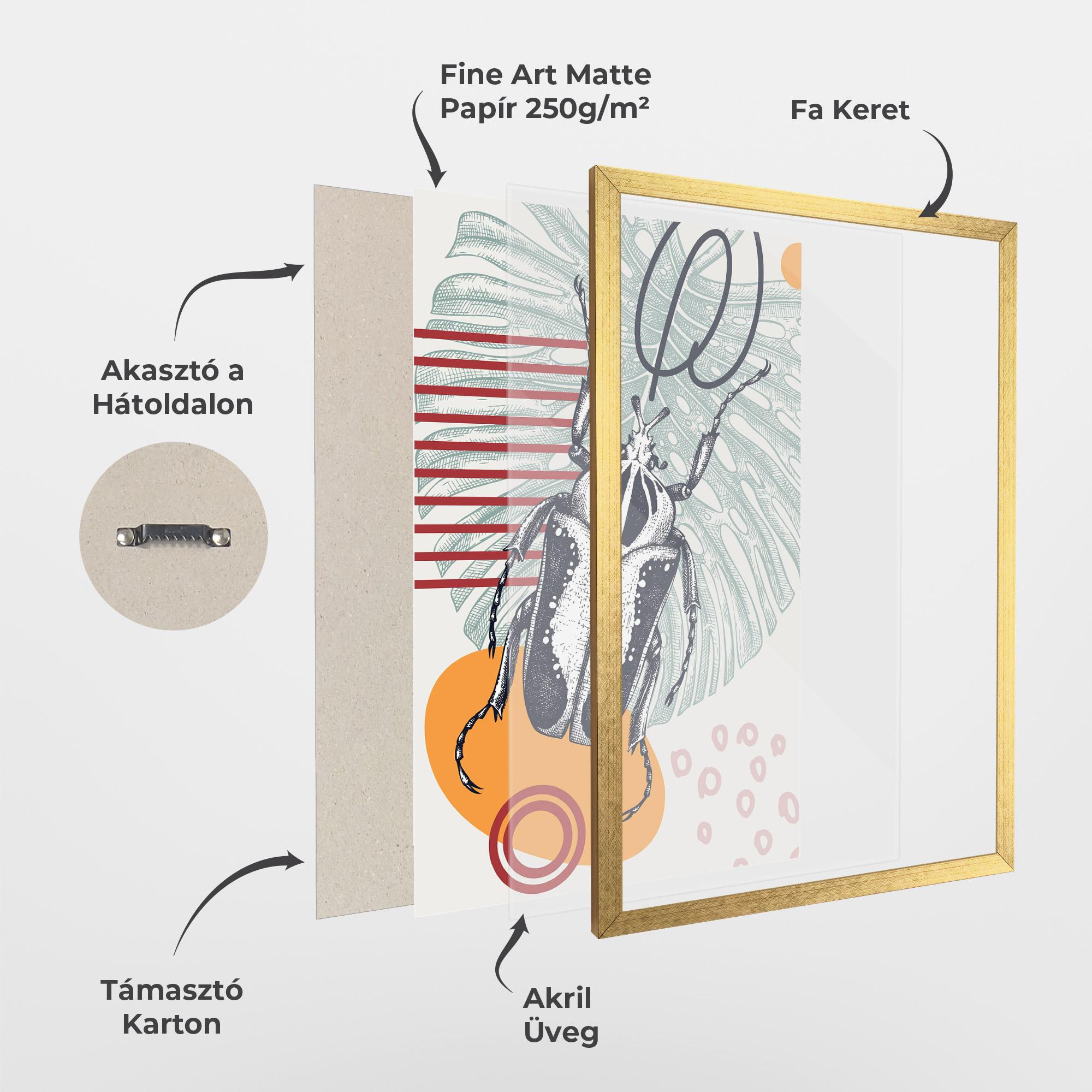 Keretezett Poszter Insects Art Collage mockup 1