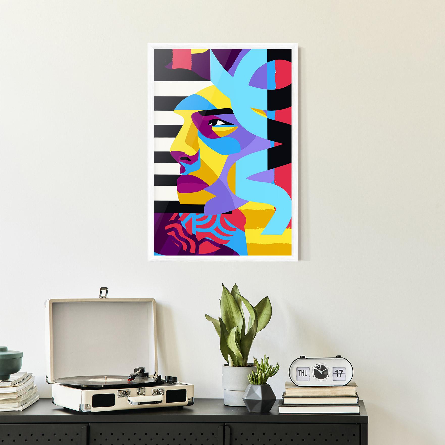 Keretezett Poszter Abstract Male Face mockup 2