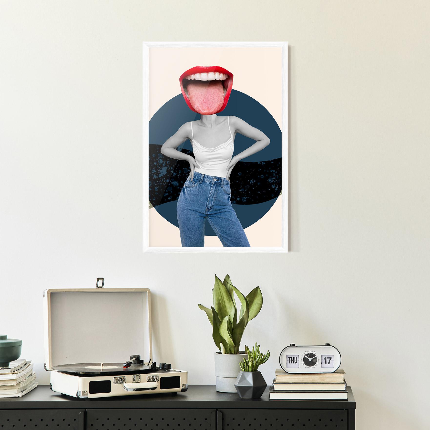 Keretezett Poszter Blue Jeans Lips mockup 2