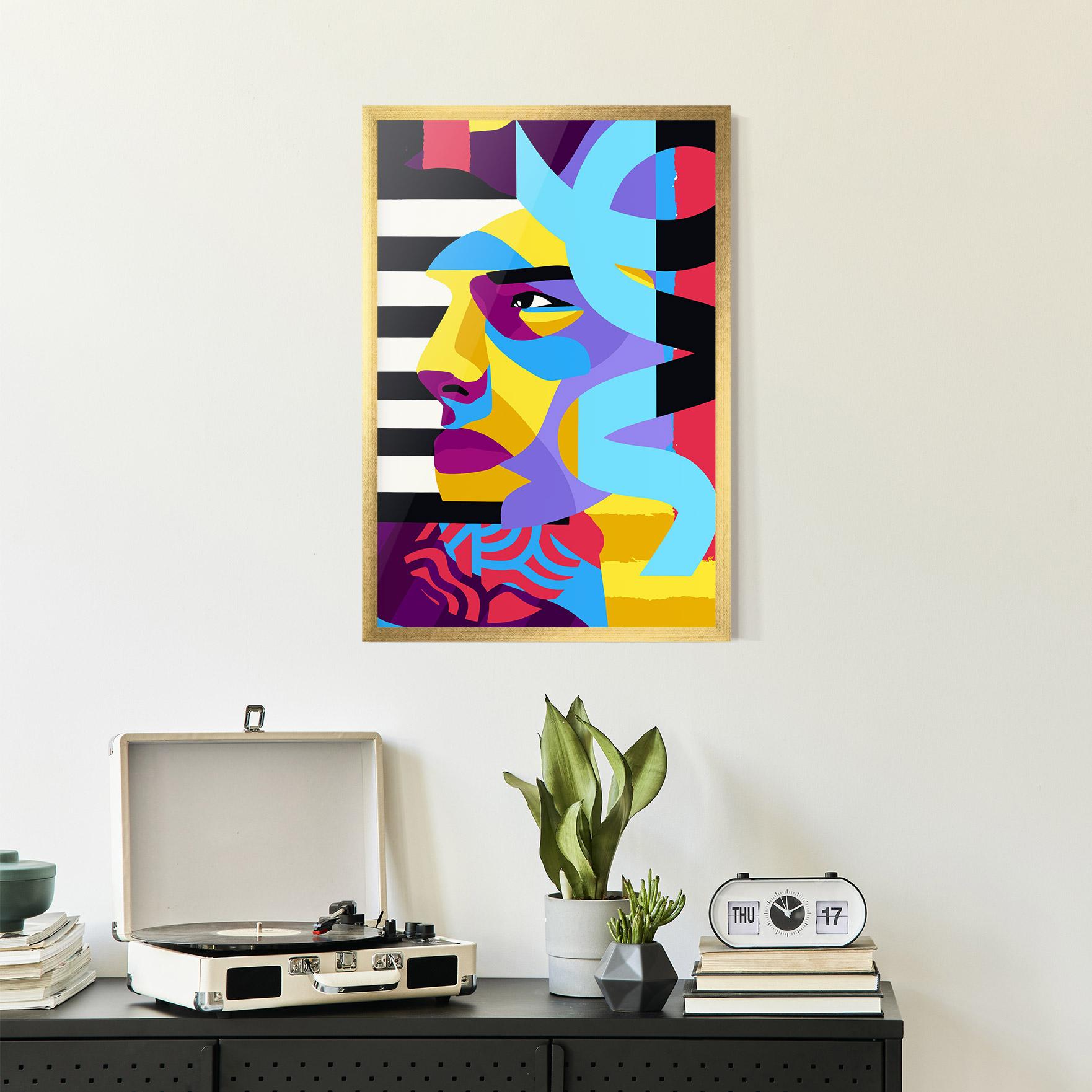 Keretezett Poszter Abstract Male Face mockup 2