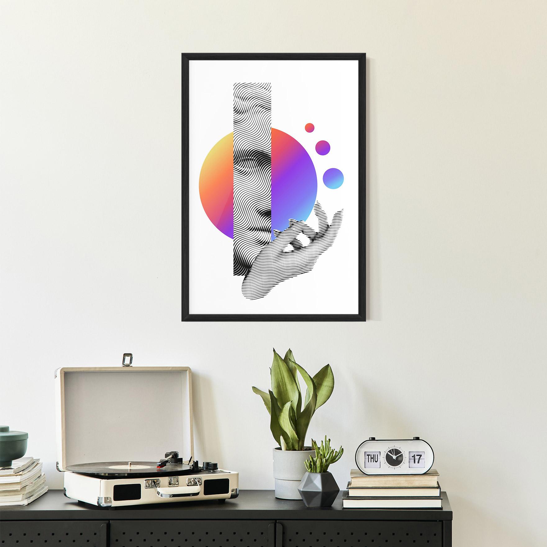 Keretezett Poszter Orange Light Statue mockup 2