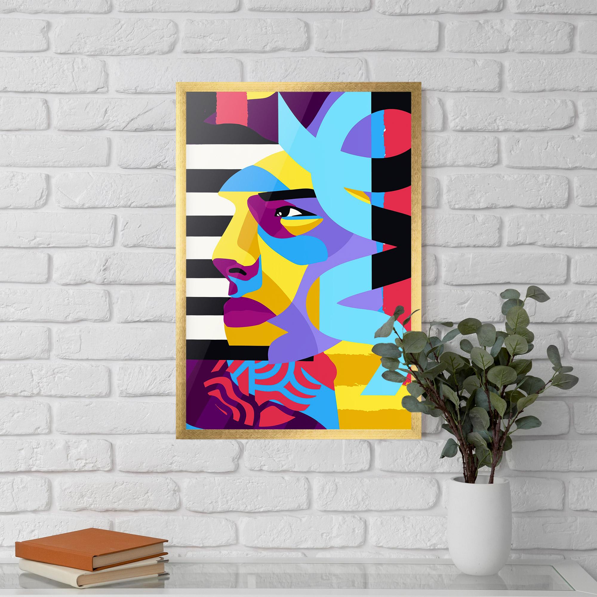 Keretezett Poszter Abstract Male Face mockup 5