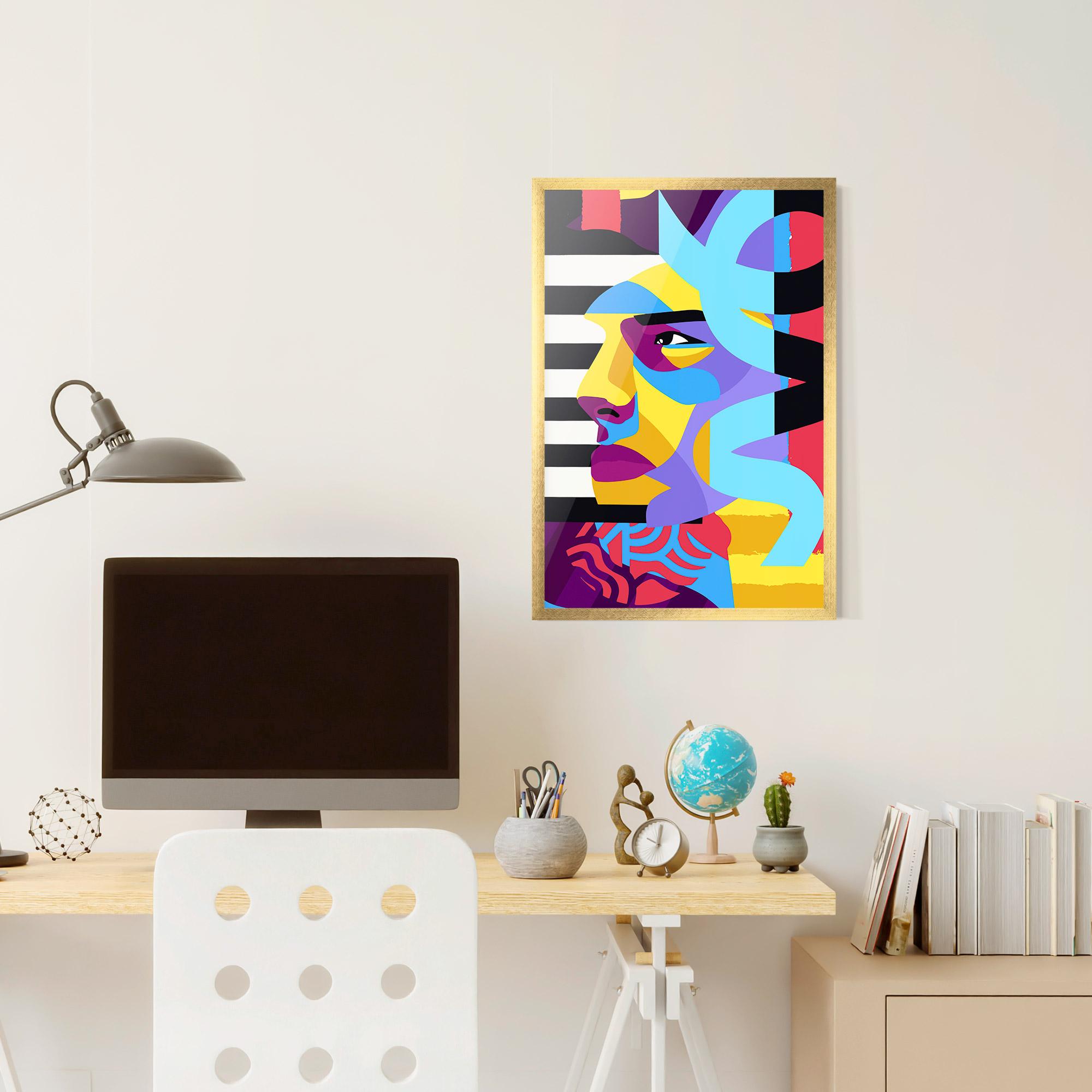 Keretezett Poszter Abstract Male Face mockup 6