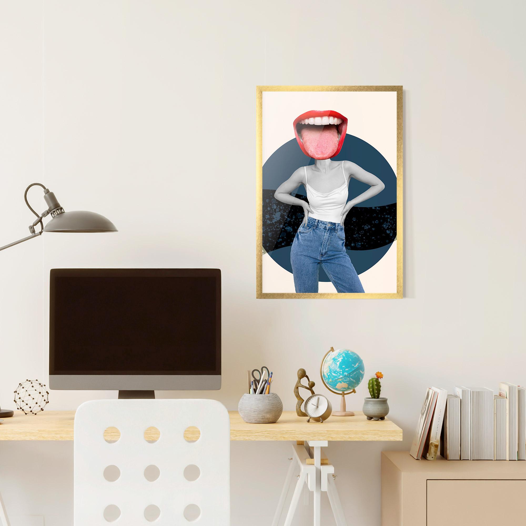 Keretezett Poszter Blue Jeans Lips mockup 6