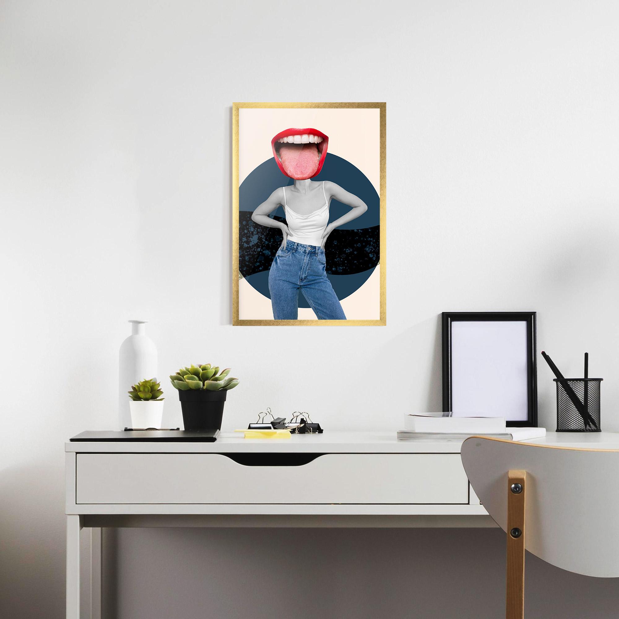 Keretezett Poszter Blue Jeans Lips mockup 7