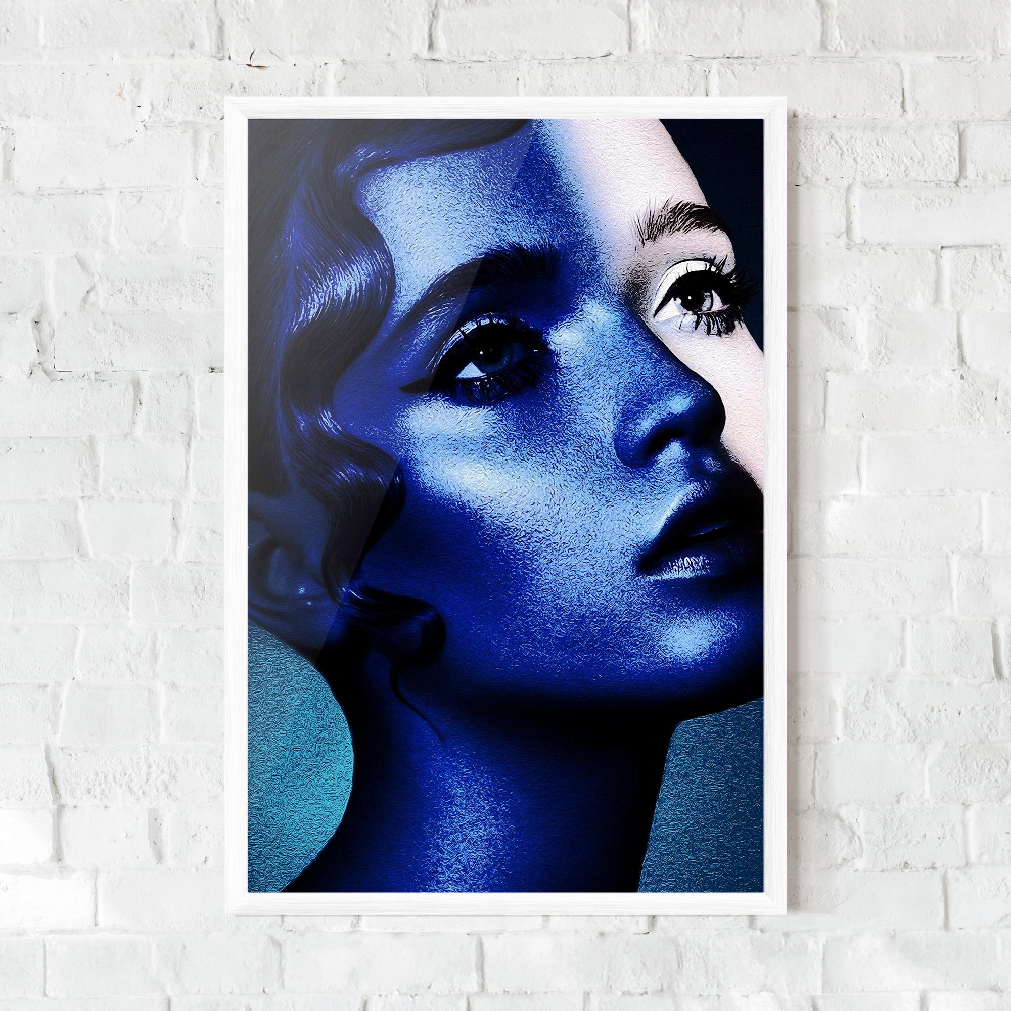 Keretezett Poszter Blue White Face Art mockup 0
