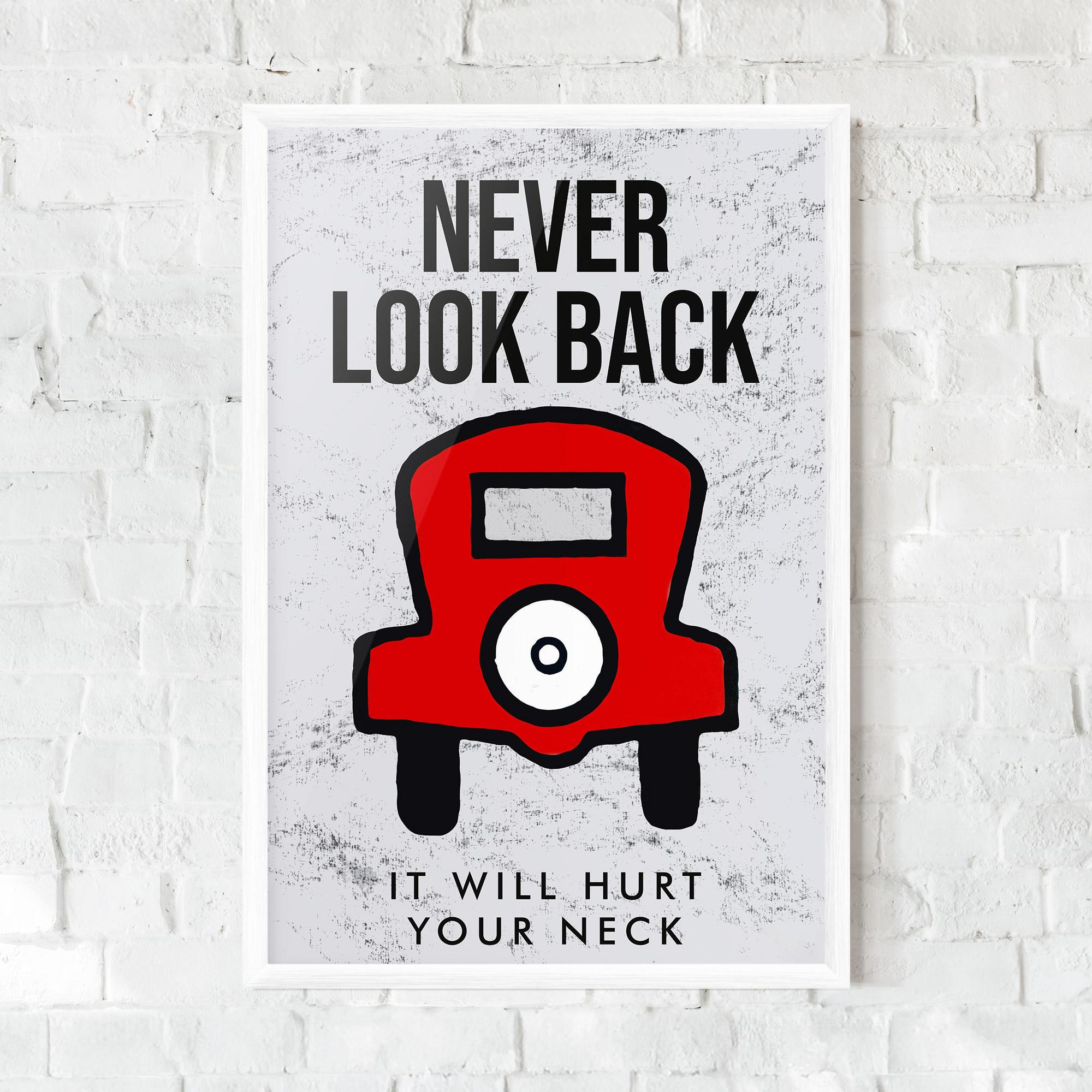 Keretezett Poszter Never Look Back mockup 0
