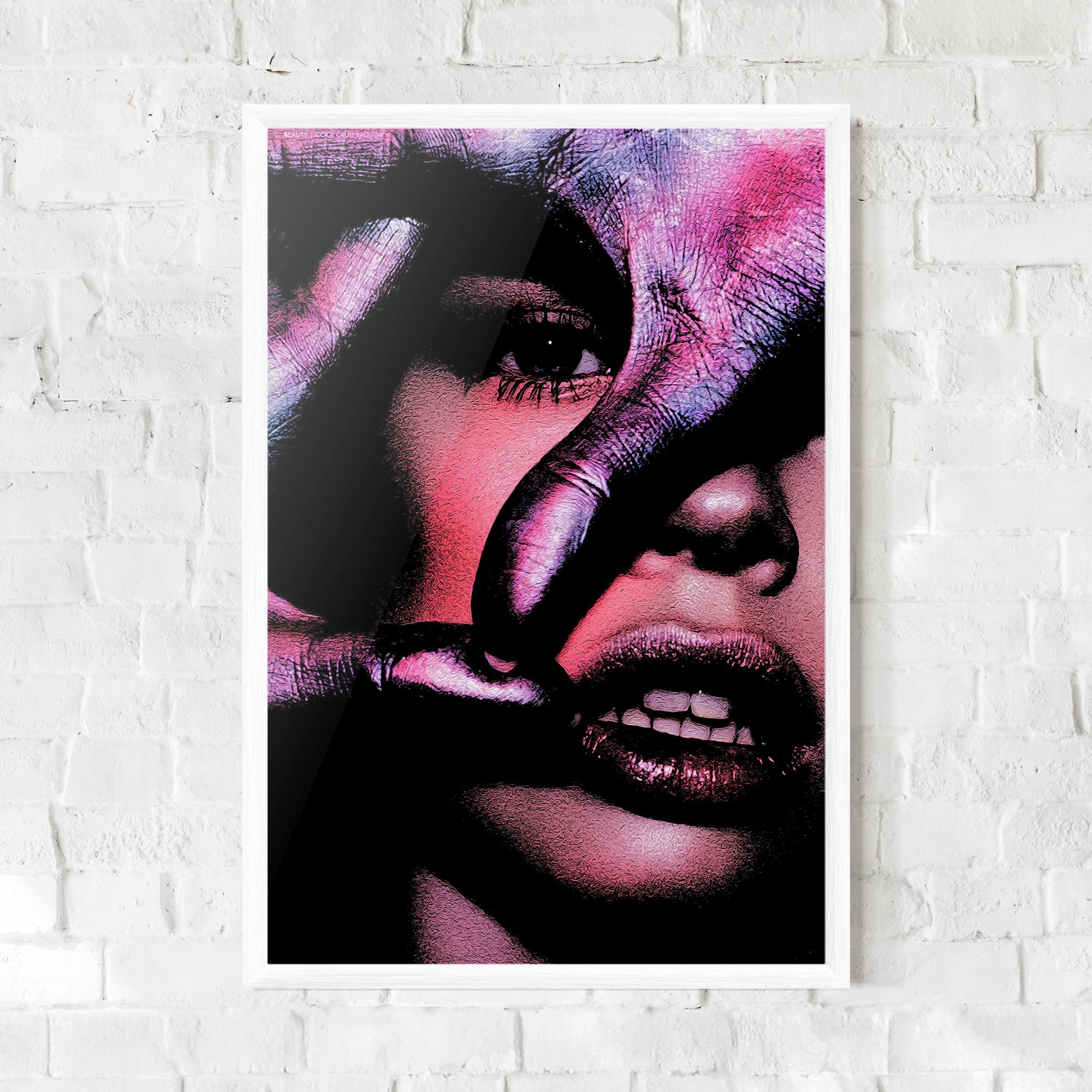 Keretezett Poszter Purple Glitter Hand mockup 0