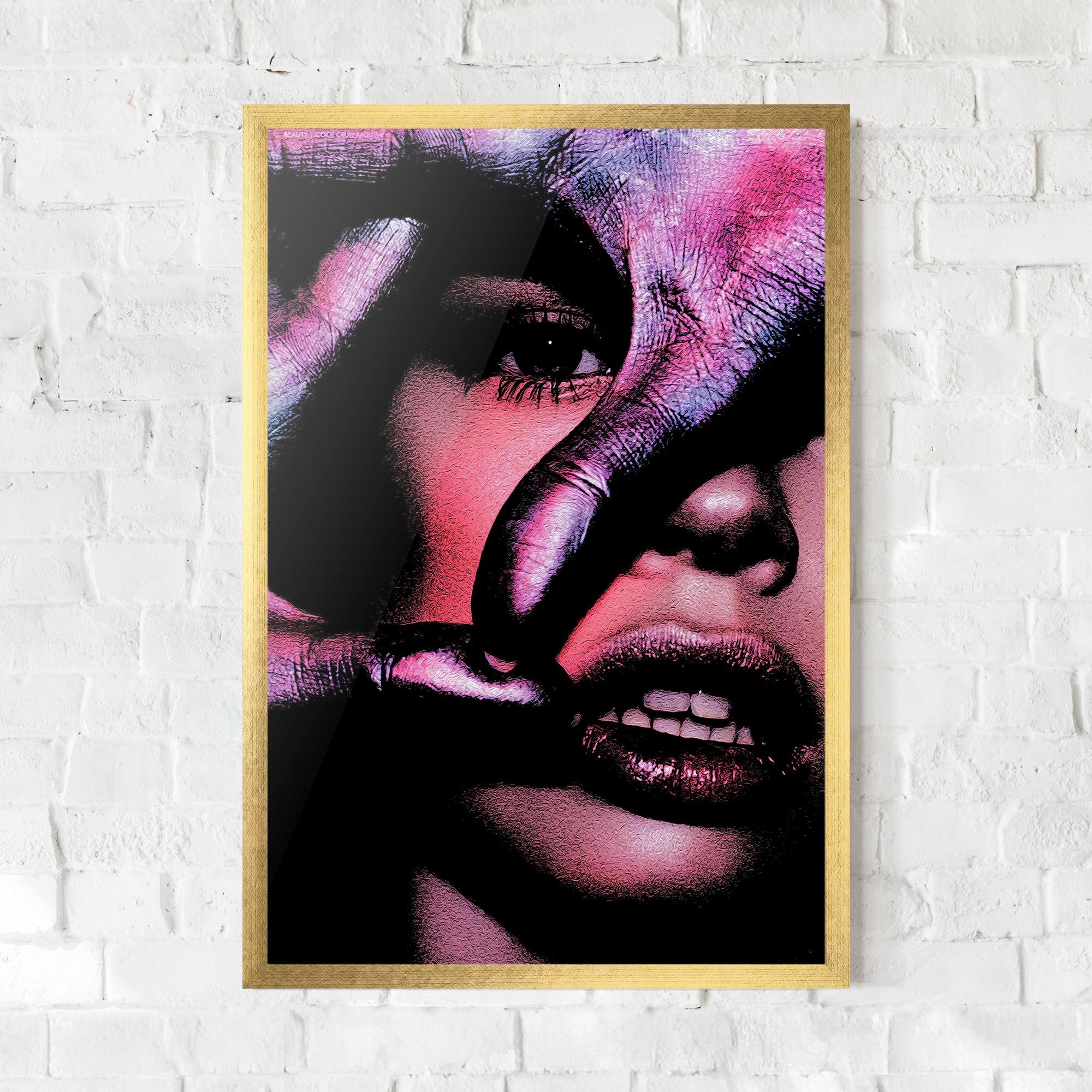 Keretezett Poszter Purple Glitter Hand mockup 0