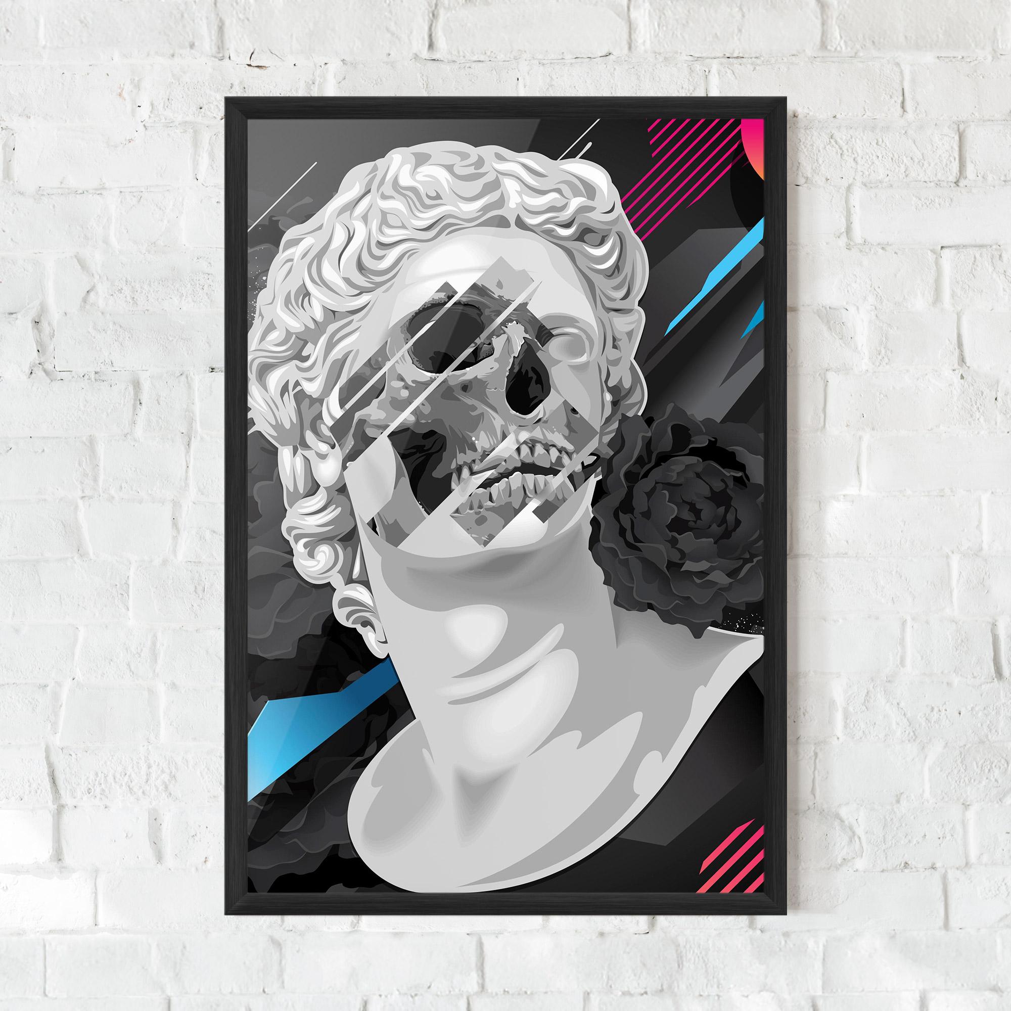 Keretezett Poszter Black Rose Statue mockup 0