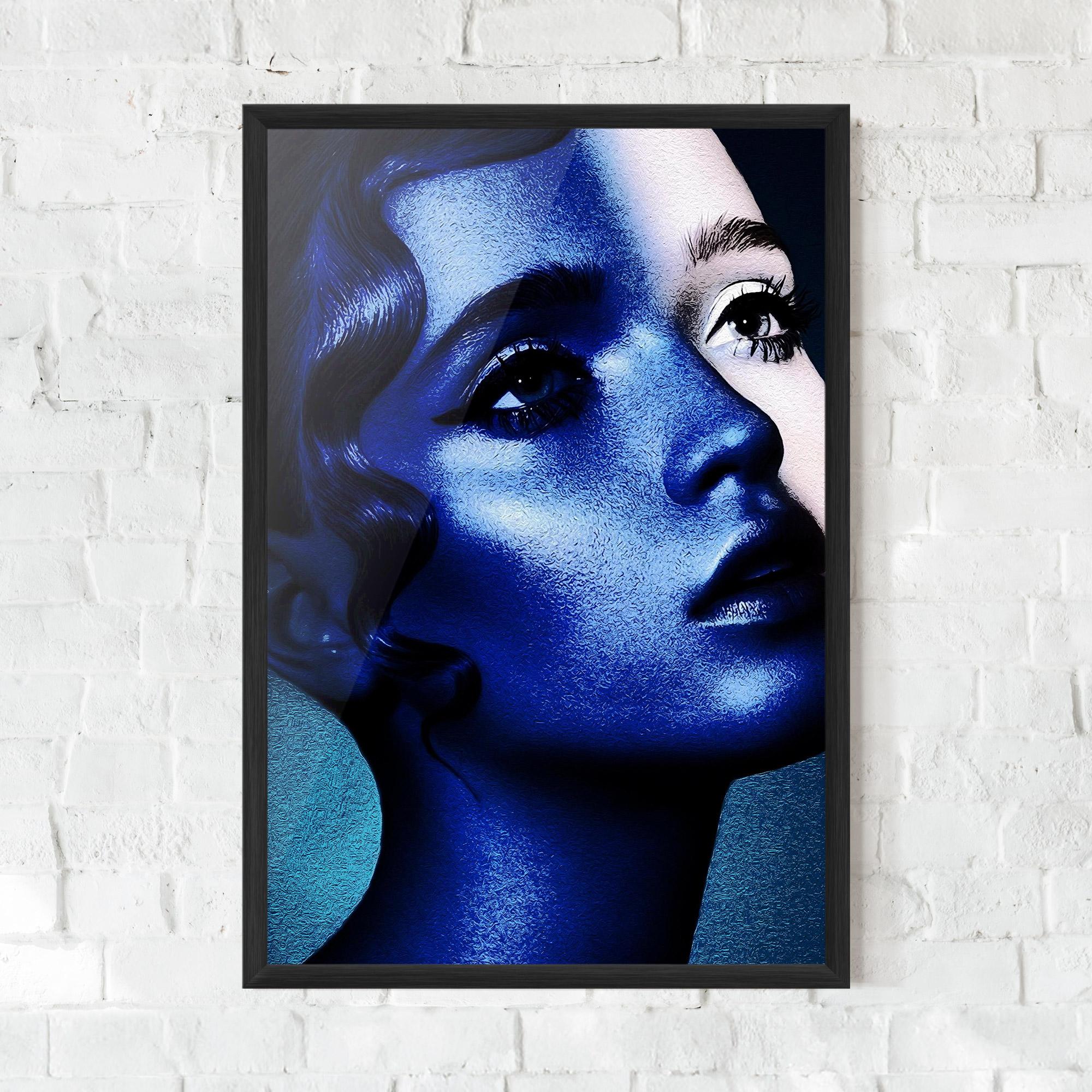 Keretezett Poszter Blue White Face Art mockup 0