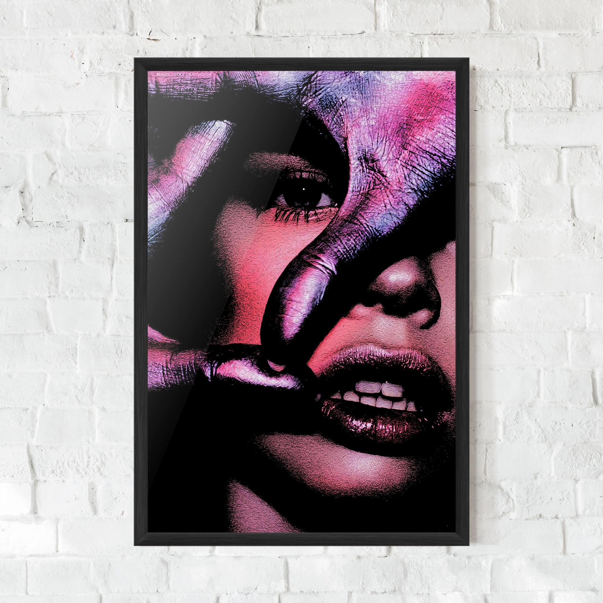 Keretezett Poszter Purple Glitter Hand mockup 0