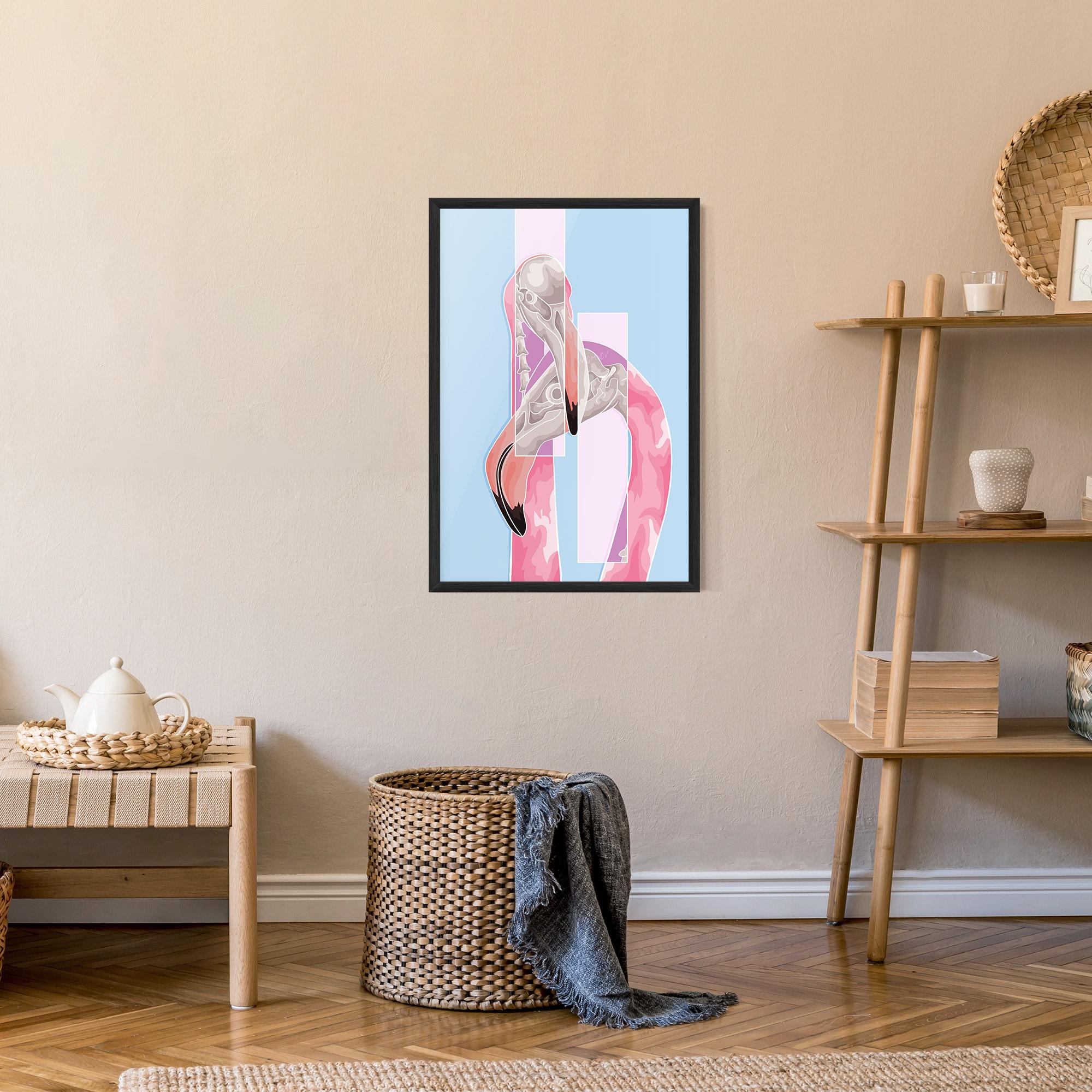 Keretezett Poszter Pink Skull Flamingo mockup 9