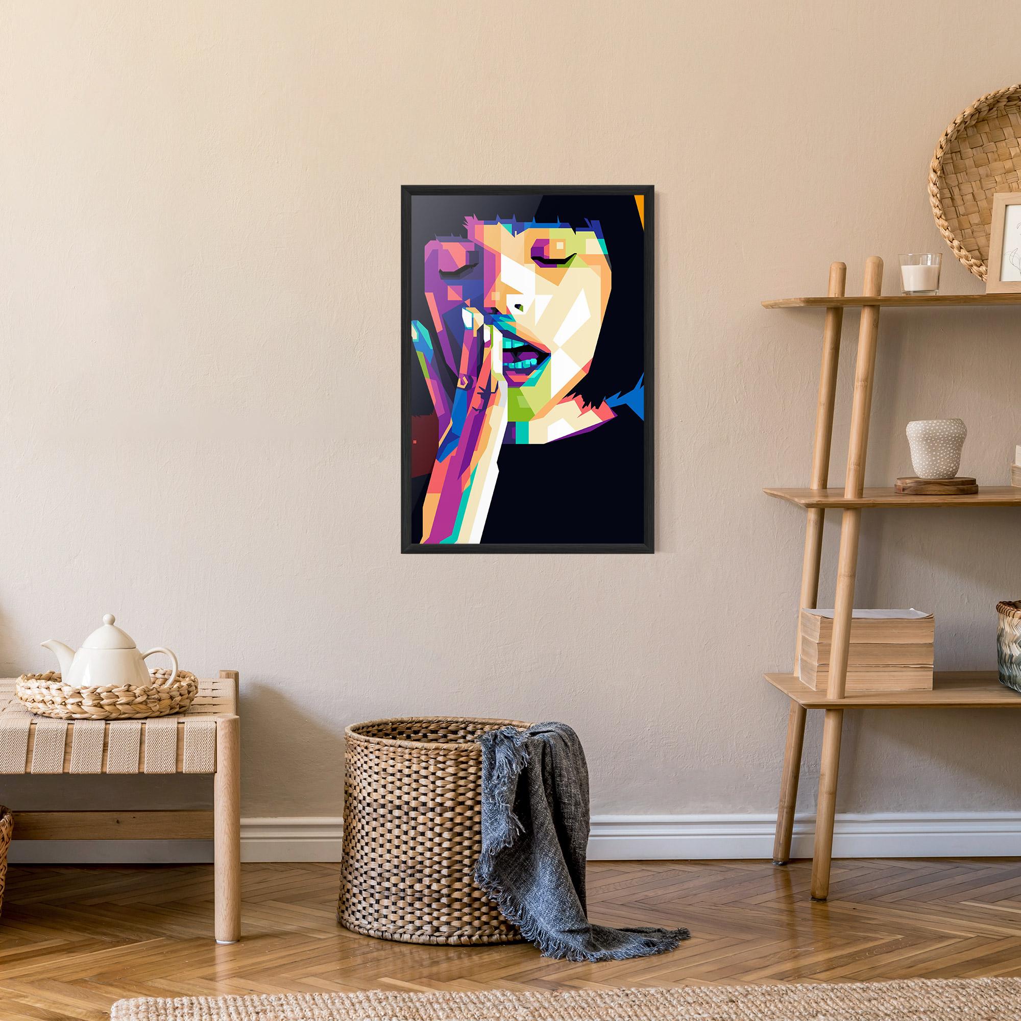 Keretezett Poszter Polygonal Pretty Girl mockup 9