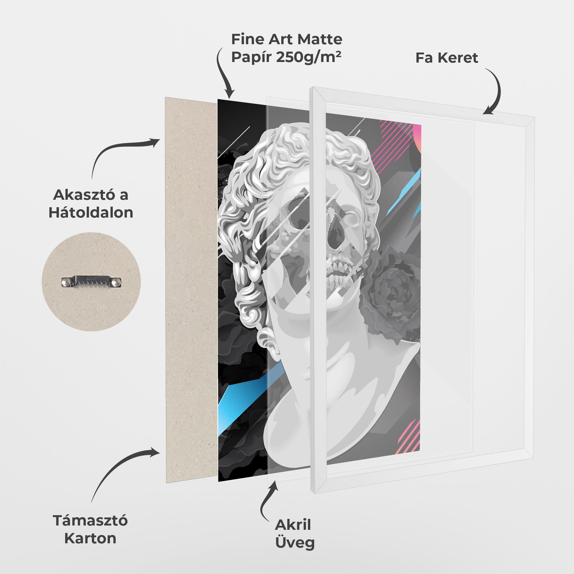 Keretezett Poszter Black Rose Statue mockup 1