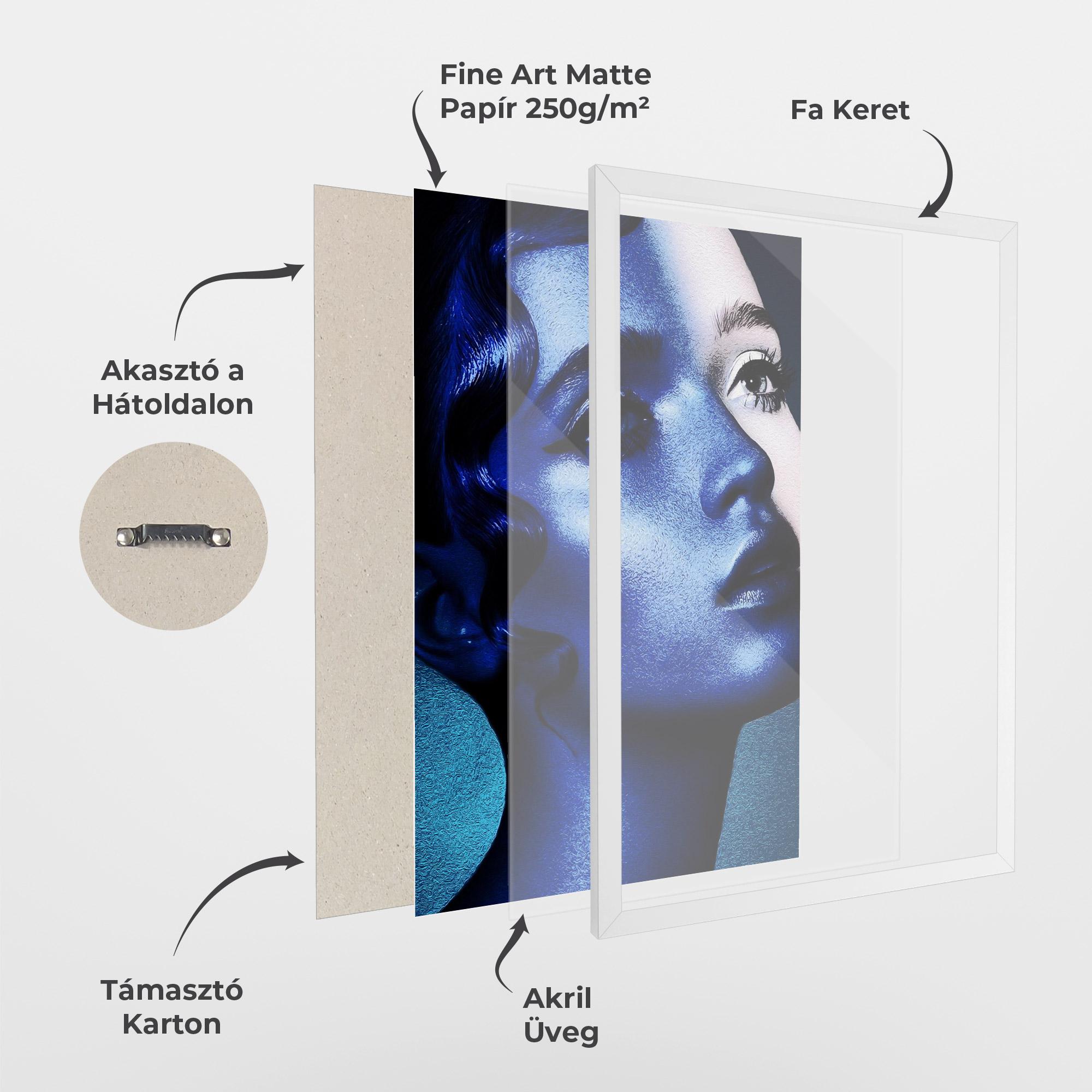 Keretezett Poszter Blue White Face Art mockup 1