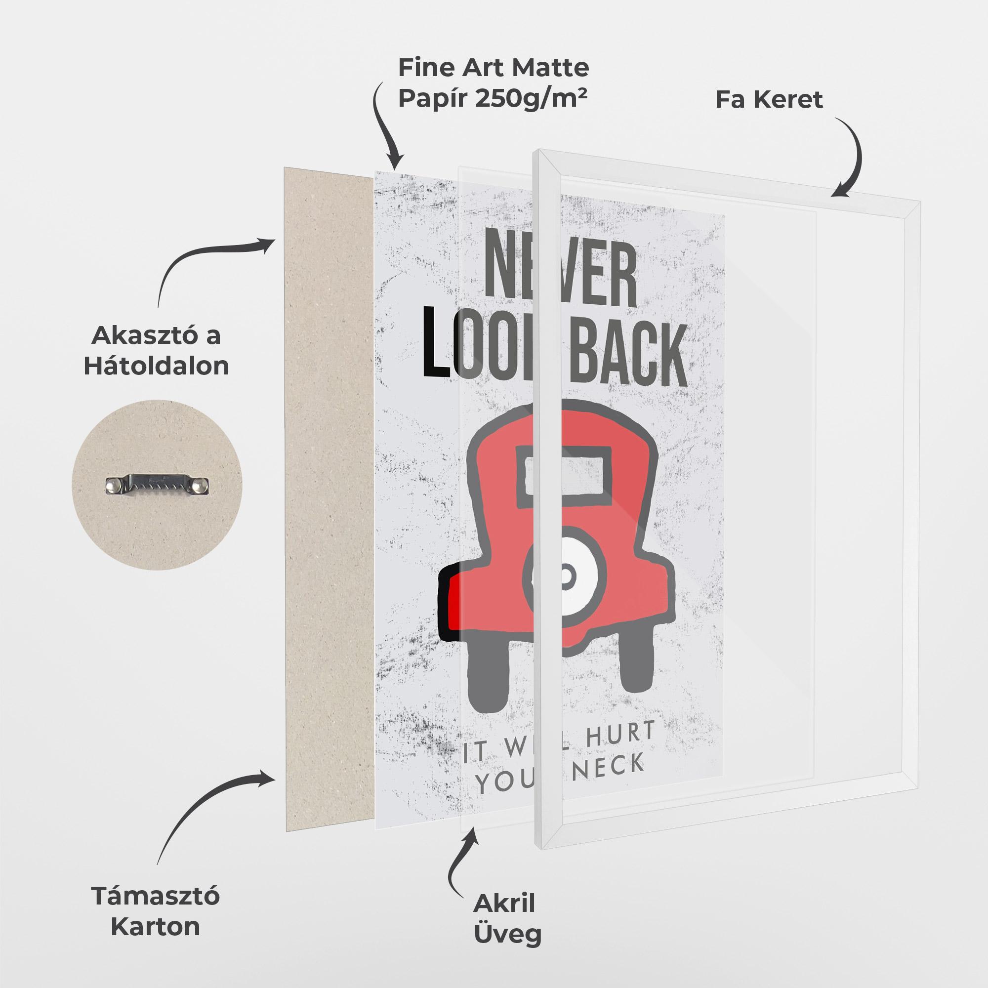 Keretezett Poszter Never Look Back mockup 1