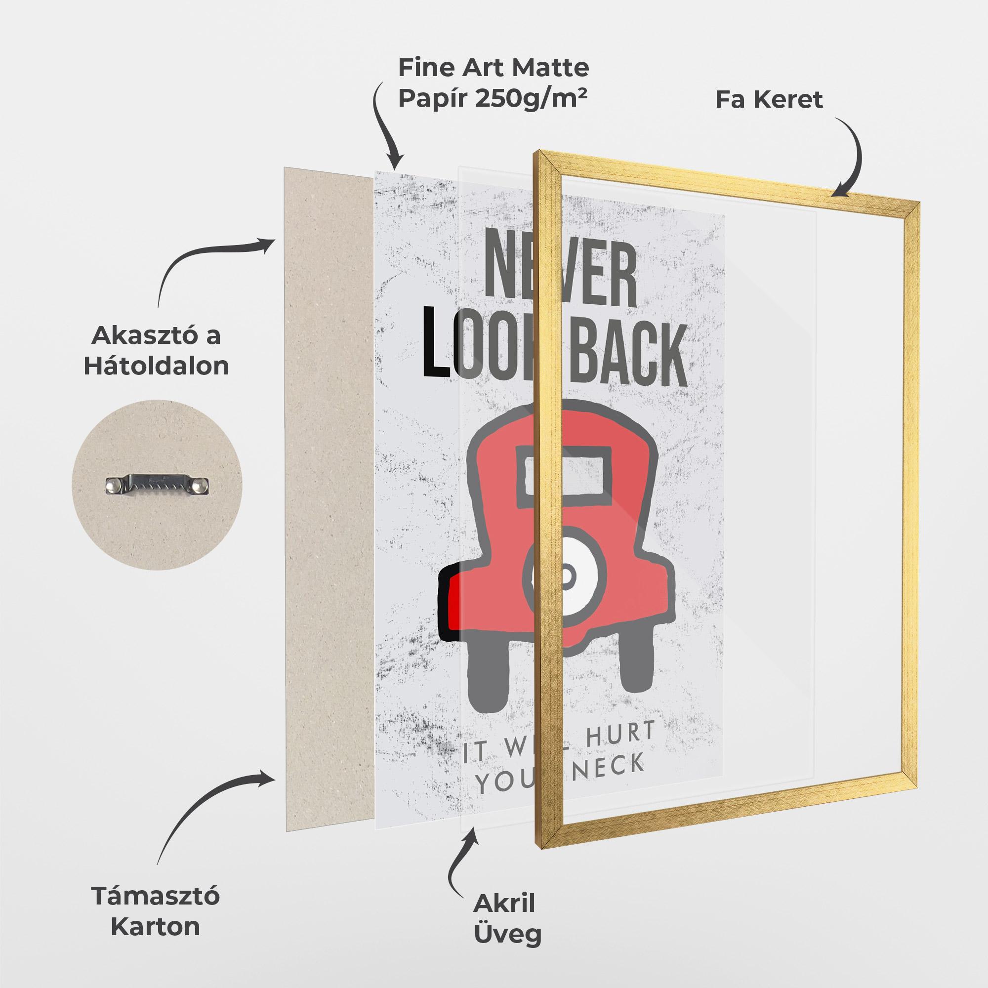 Keretezett Poszter Never Look Back mockup 1