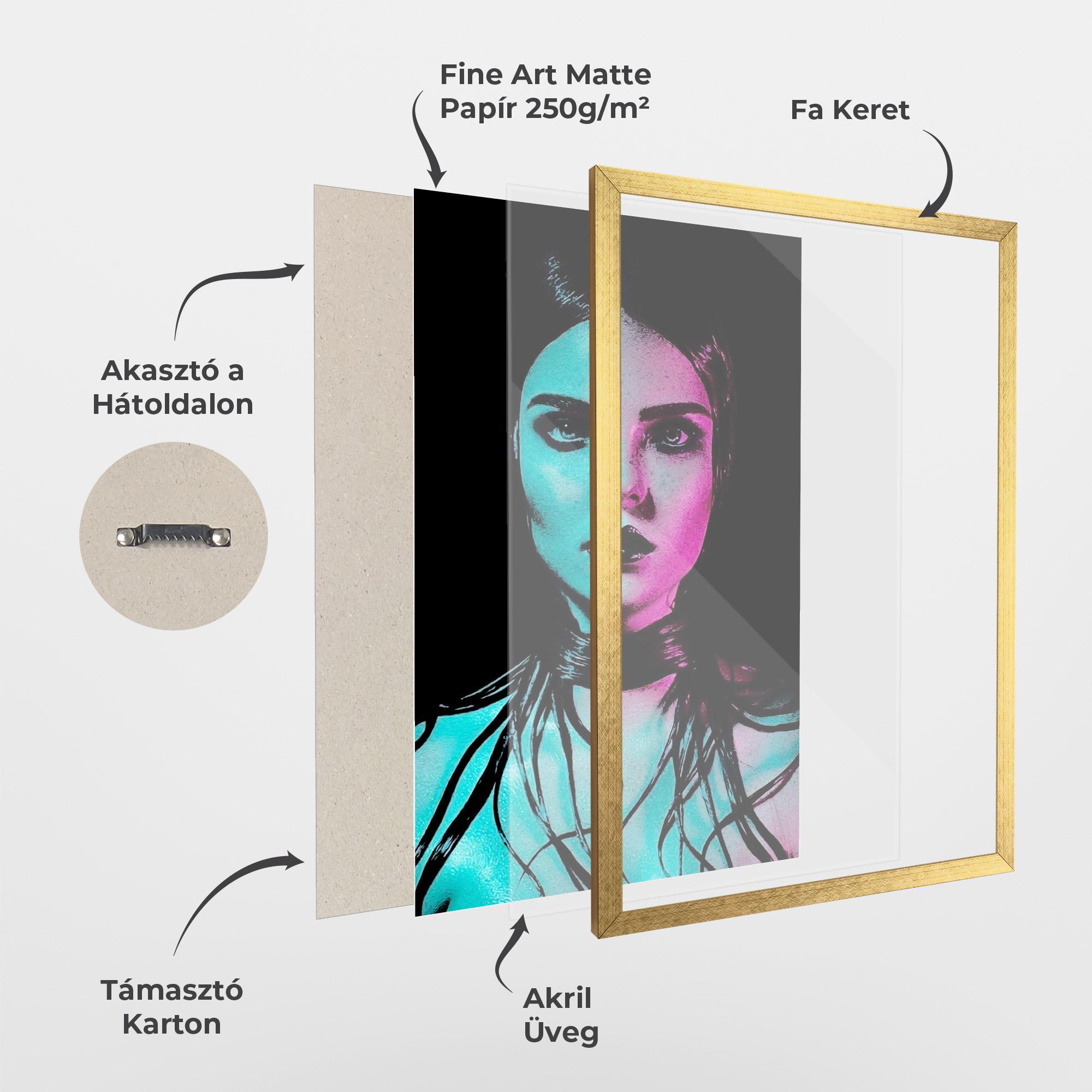 Keretezett Poszter Pink Blue Light Girl mockup 1