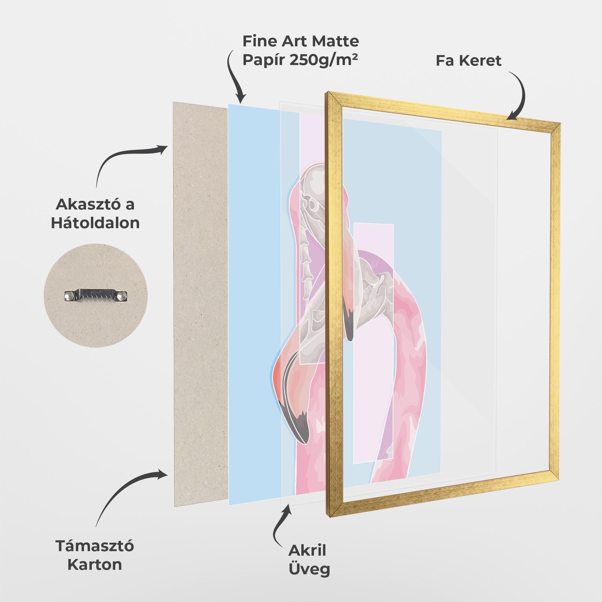 Keretezett Poszter Pink Skull Flamingo mockup 1