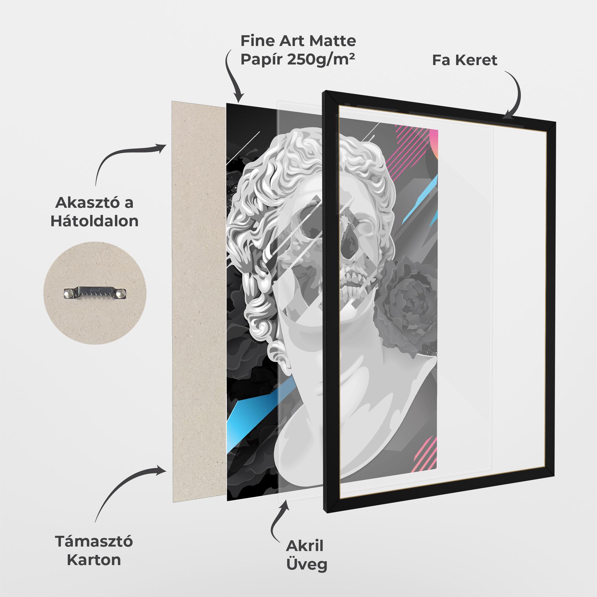 Keretezett Poszter Black Rose Statue mockup 1