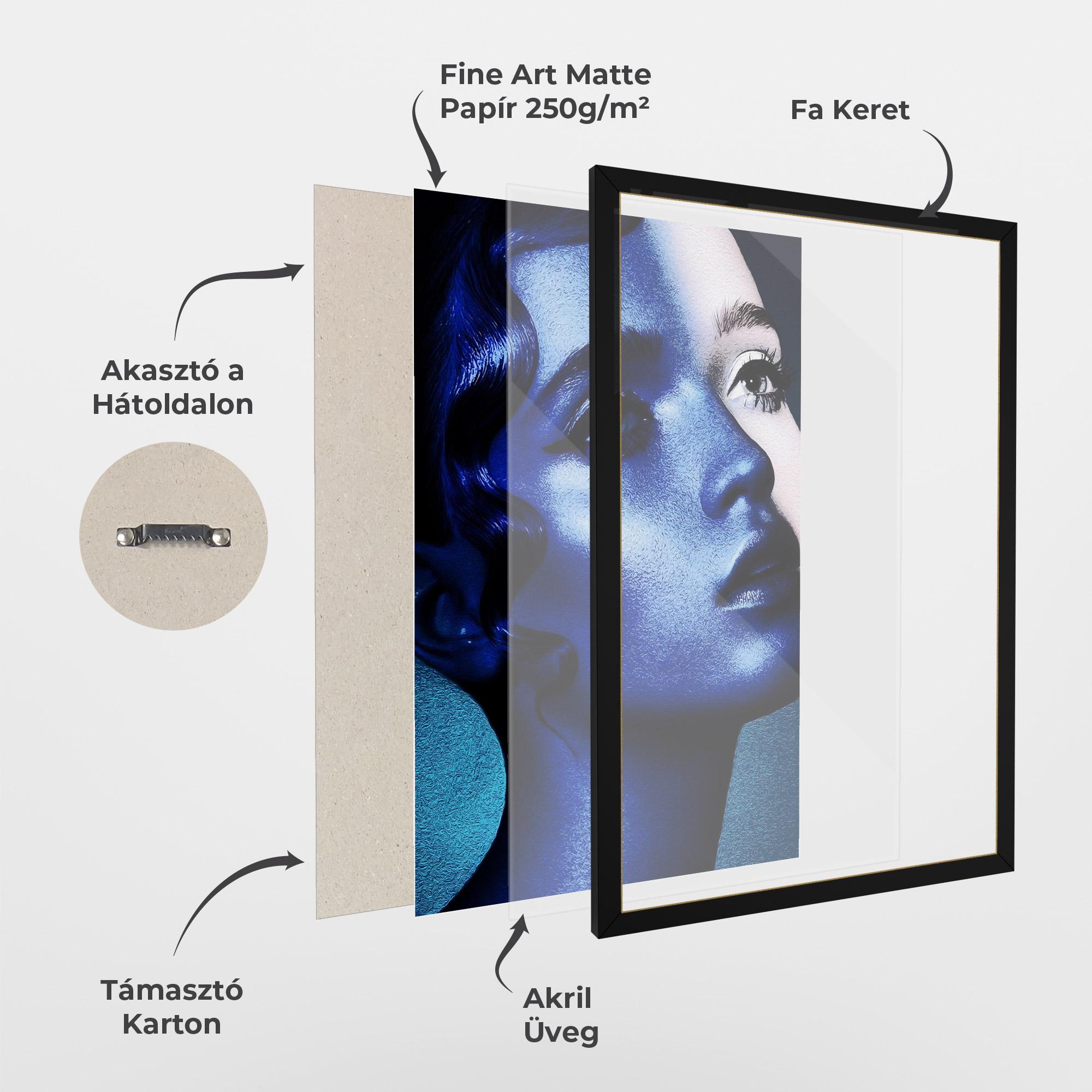 Keretezett Poszter Blue White Face Art mockup 1