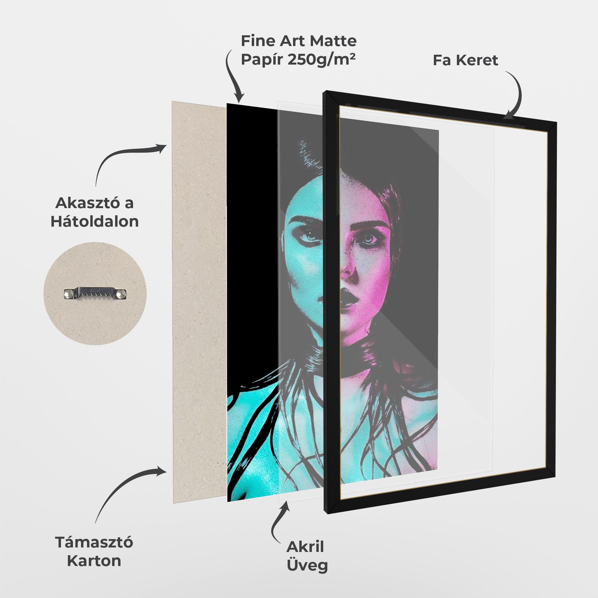 Keretezett Poszter Pink Blue Light Girl mockup 1