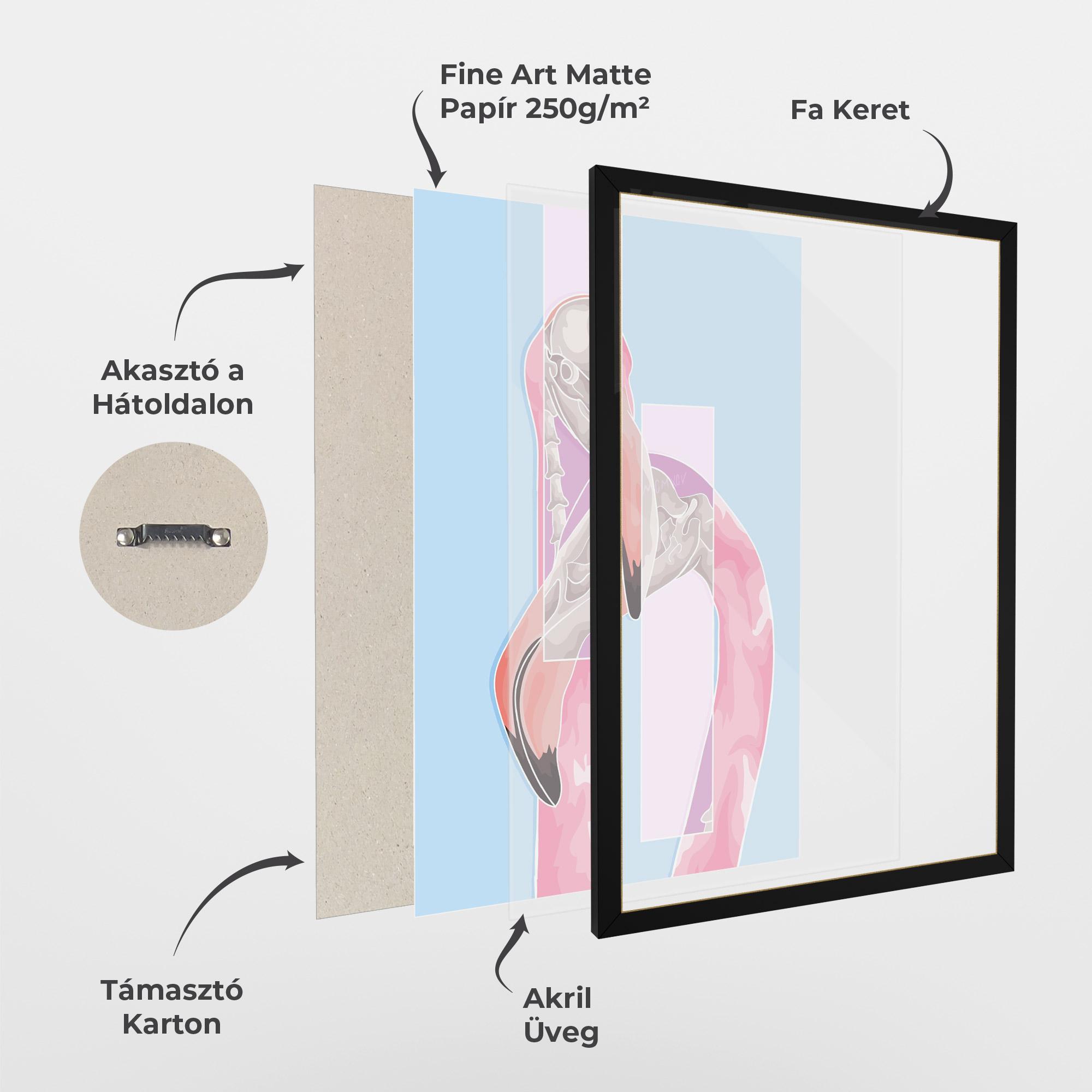 Keretezett Poszter Pink Skull Flamingo mockup 1