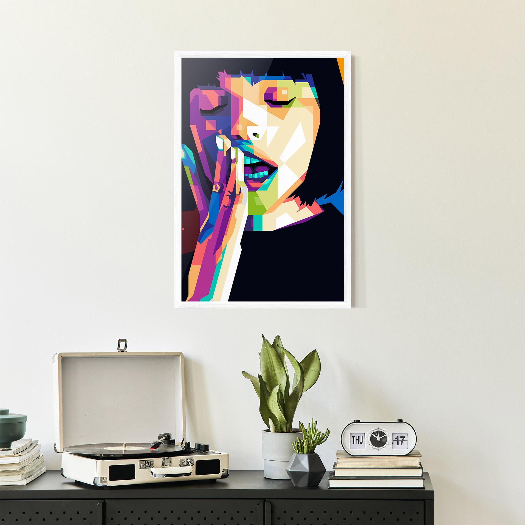 Keretezett Poszter Polygonal Pretty Girl mockup 2