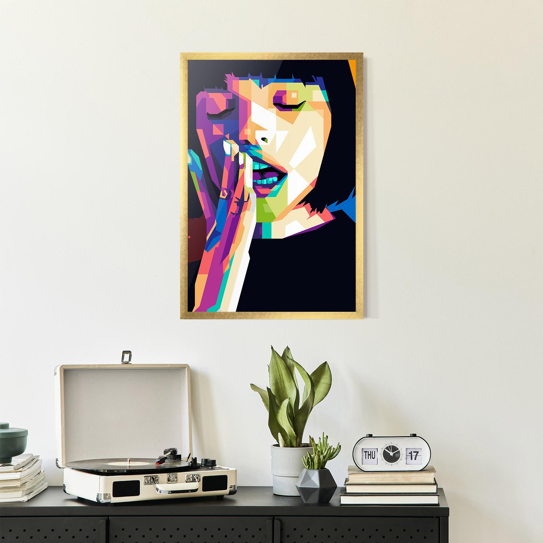 Keretezett Poszter Polygonal Pretty Girl mockup 2