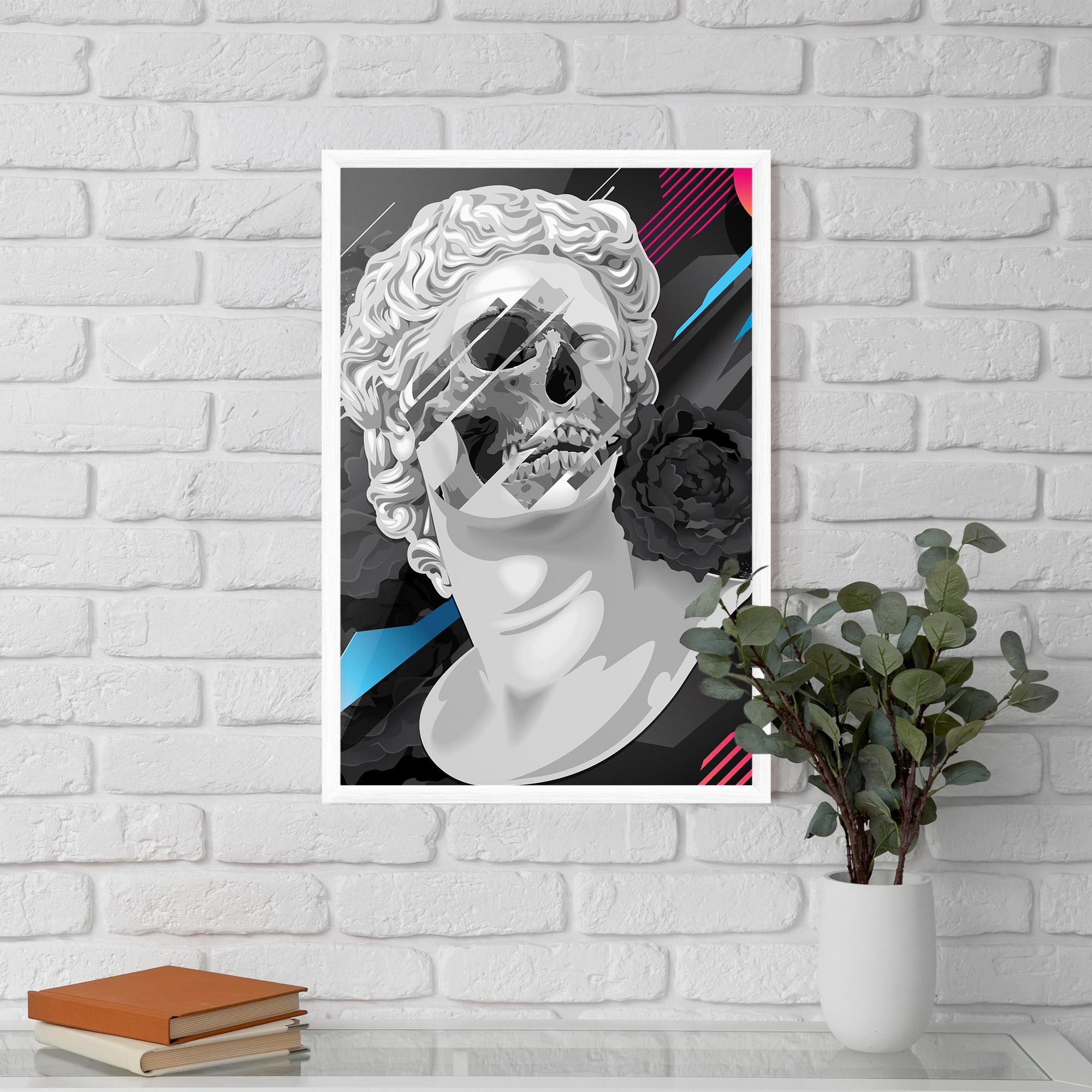 Keretezett Poszter Black Rose Statue mockup 5