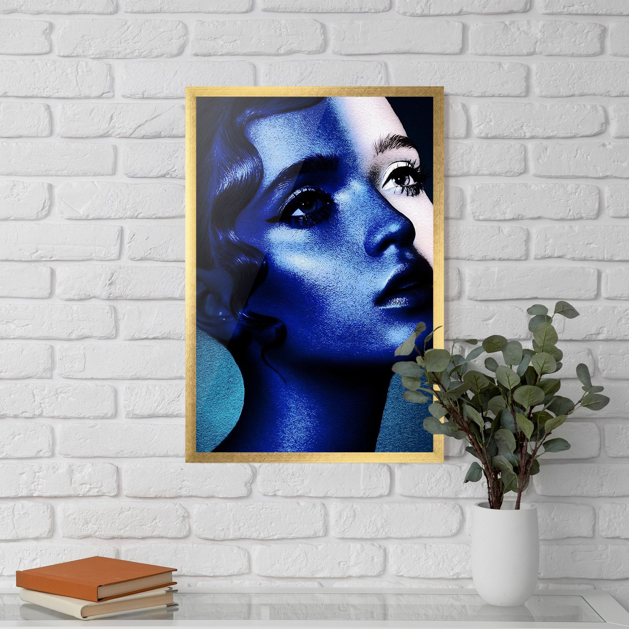 Blue White Face Art mockup 5