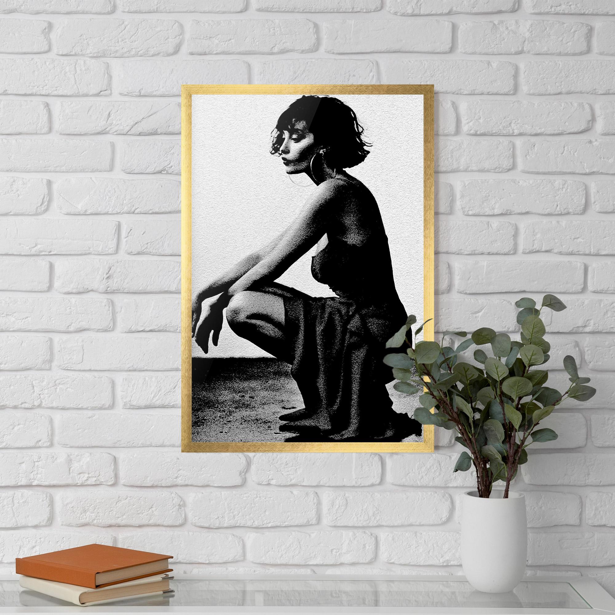 Keretezett Poszter Grey Long Dress mockup 5