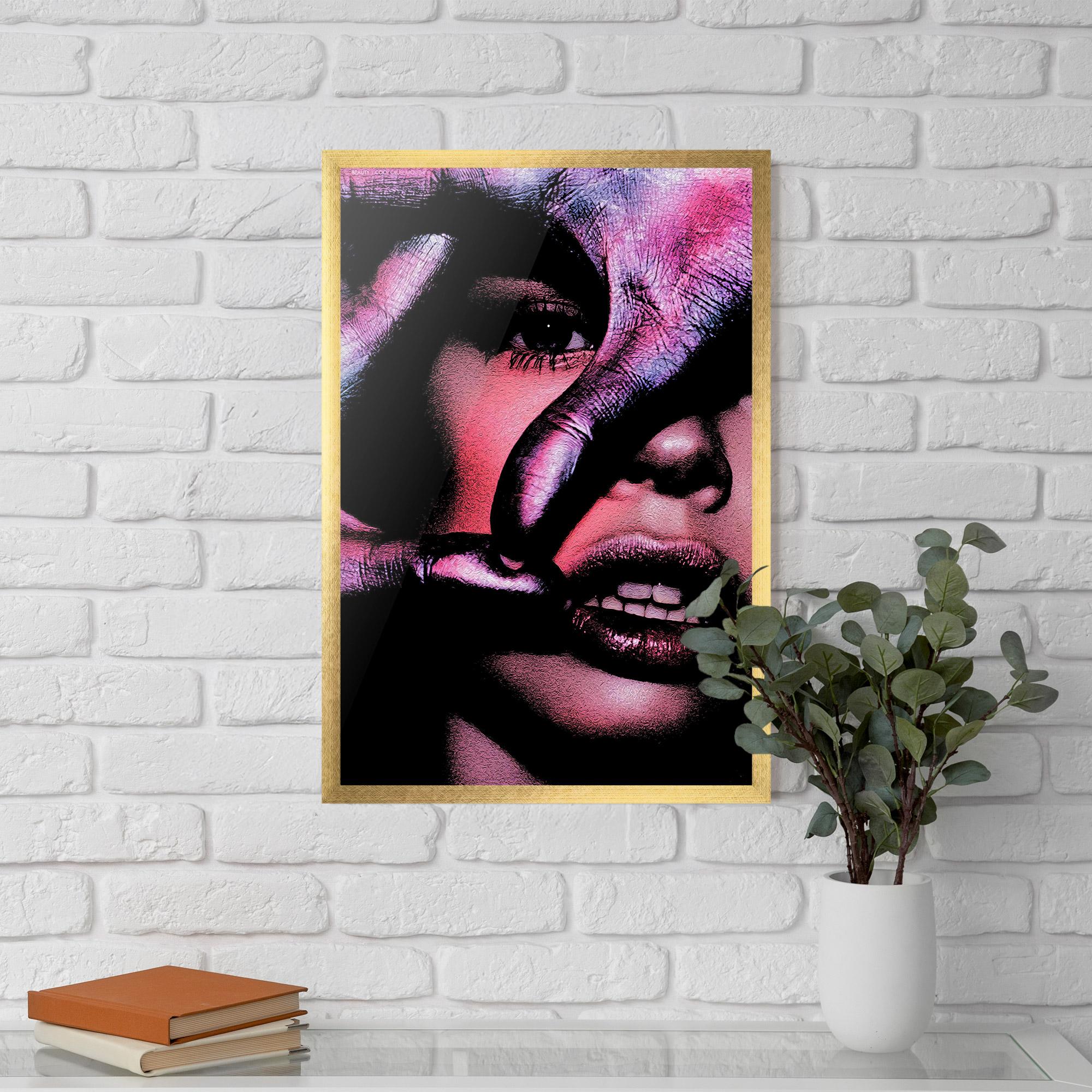 Keretezett Poszter Purple Glitter Hand mockup 5