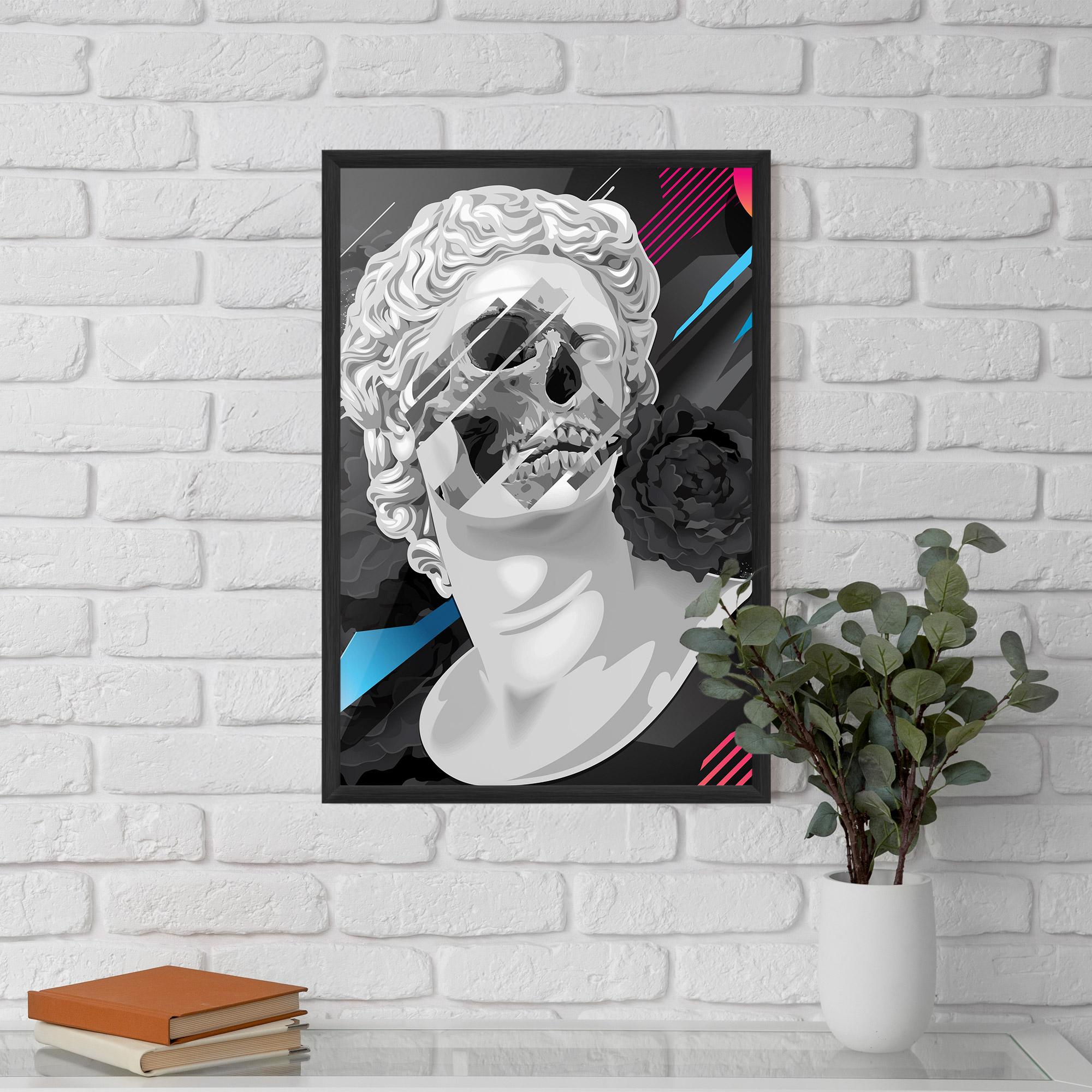 Keretezett Poszter Black Rose Statue mockup 5