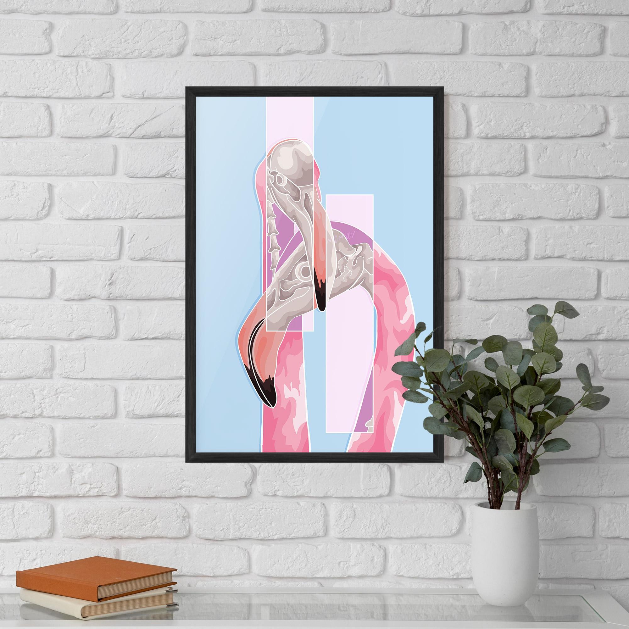 Keretezett Poszter Pink Skull Flamingo mockup 5