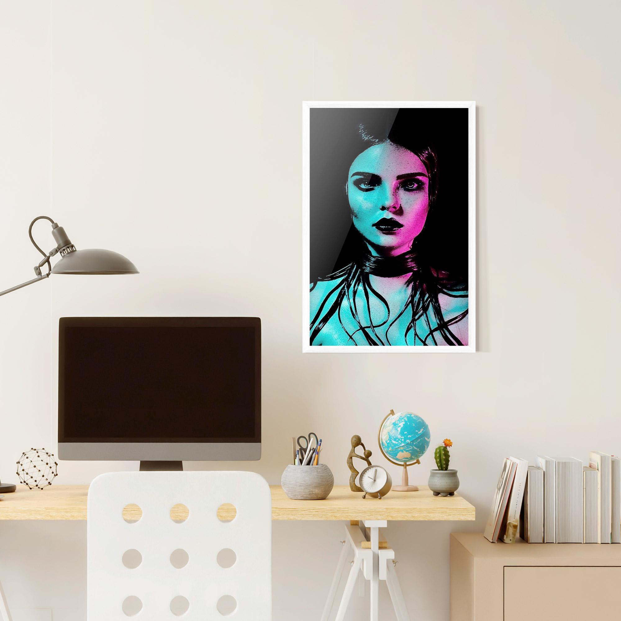 Keretezett Poszter Pink Blue Light Girl mockup 6