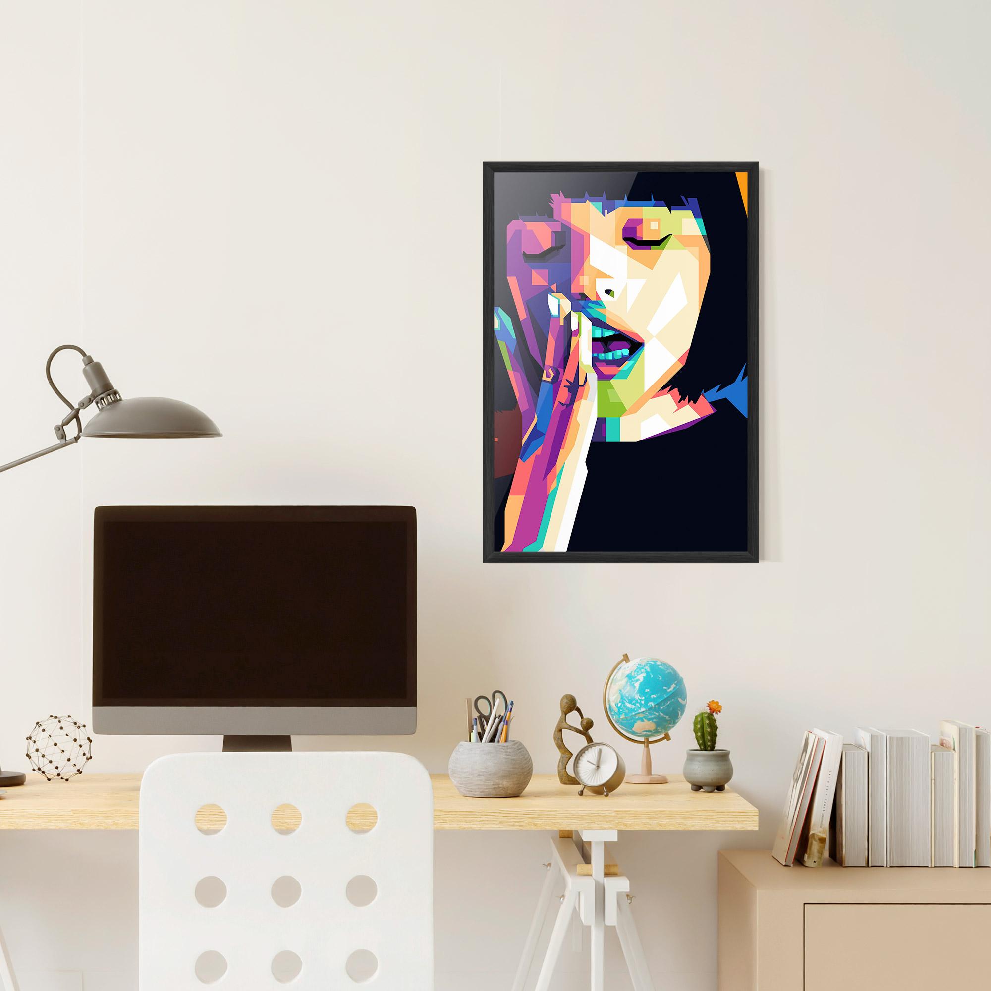 Keretezett Poszter Polygonal Pretty Girl mockup 6