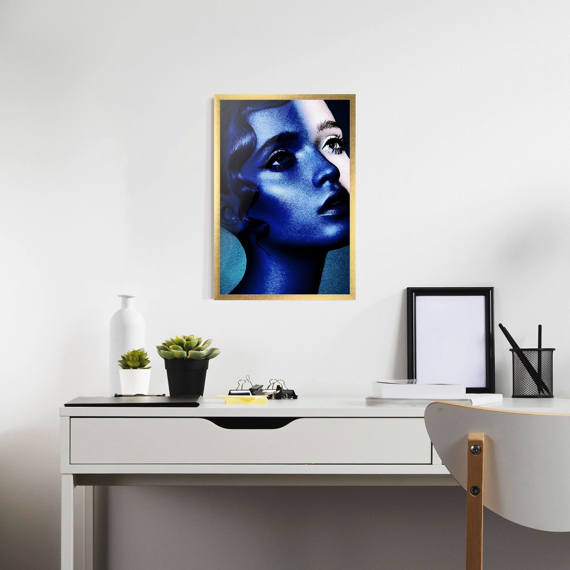 Blue White Face Art mockup 7