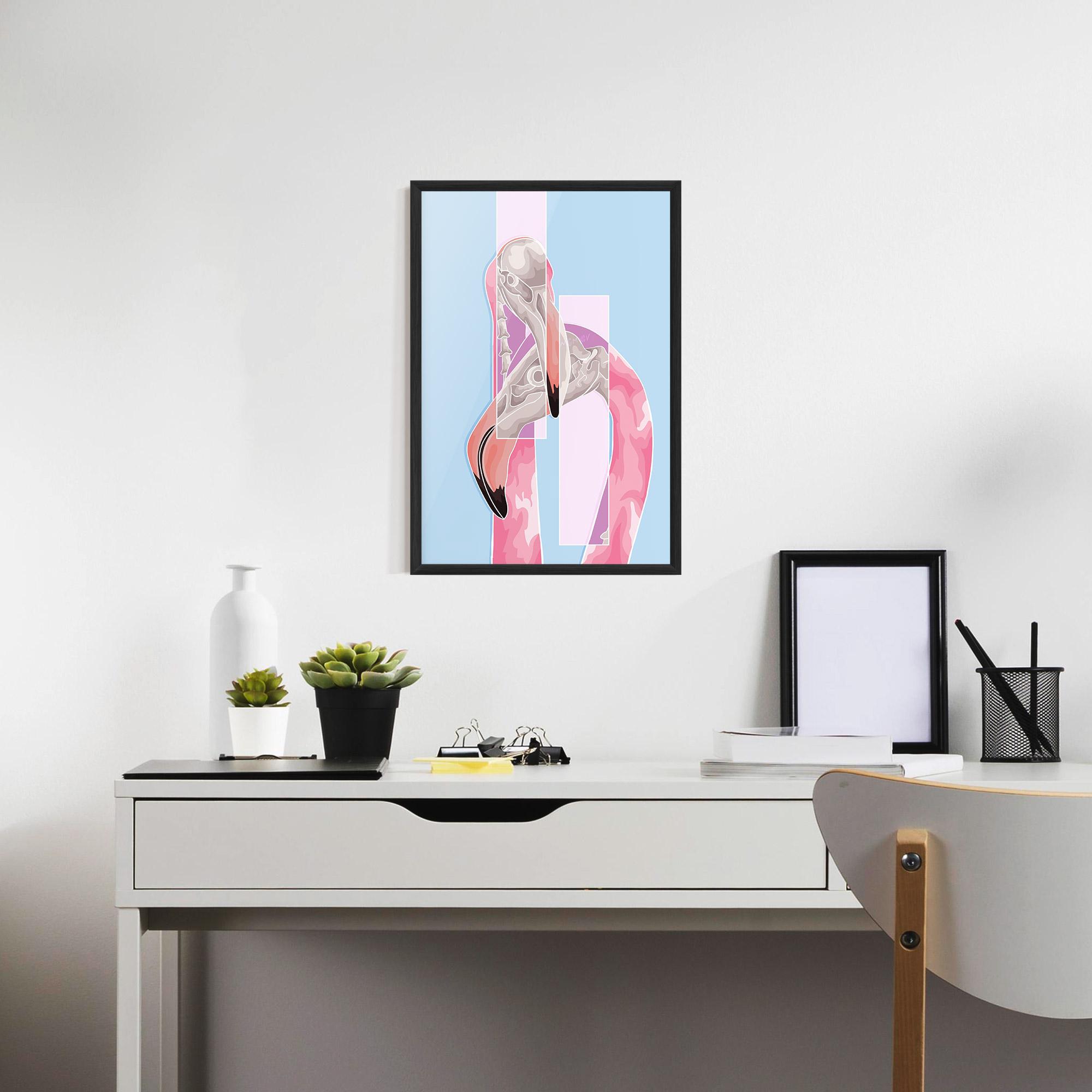 Keretezett Poszter Pink Skull Flamingo mockup 7