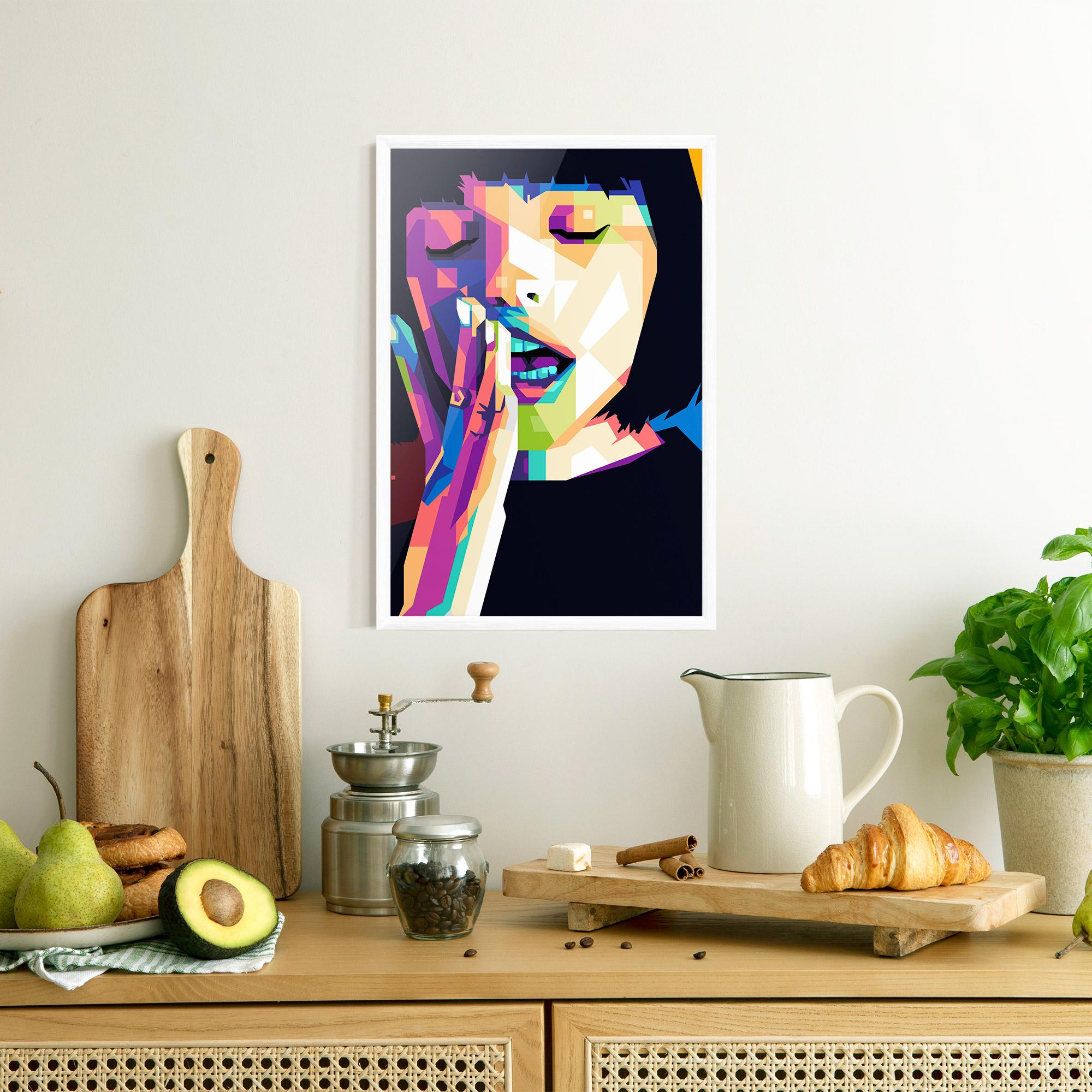 Keretezett Poszter Polygonal Pretty Girl mockup 8