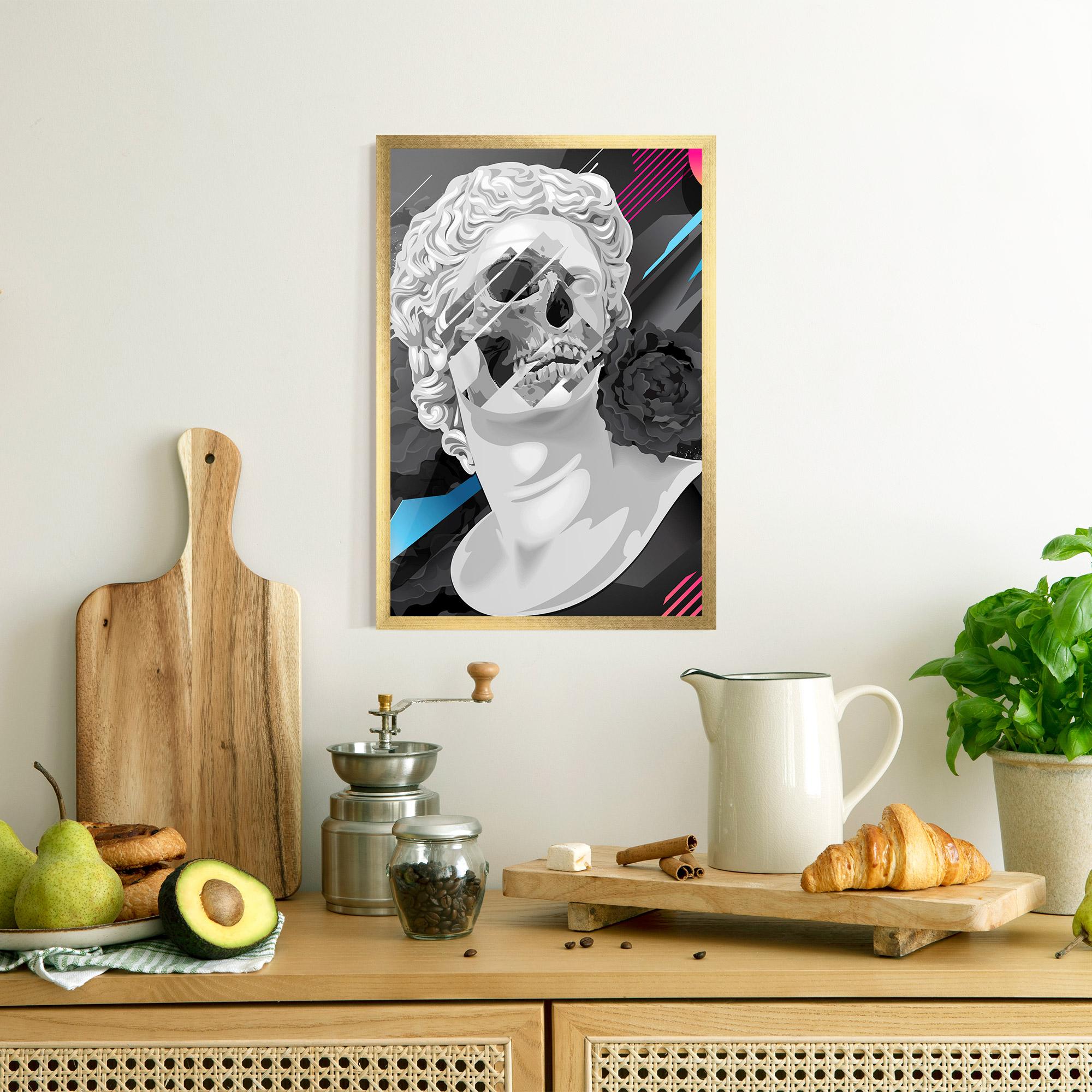 Keretezett Poszter Black Rose Statue mockup 8