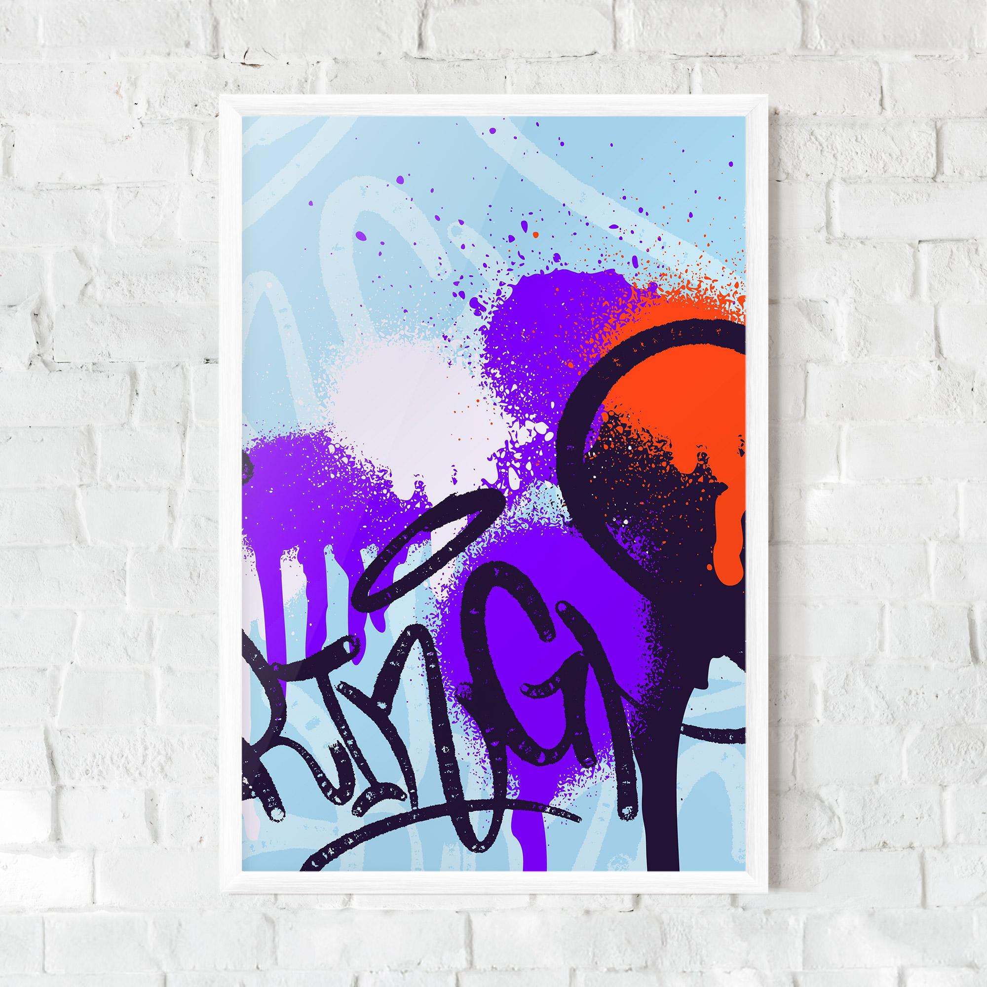 Keretezett Poszter Blue Purple Graffiti mockup 0