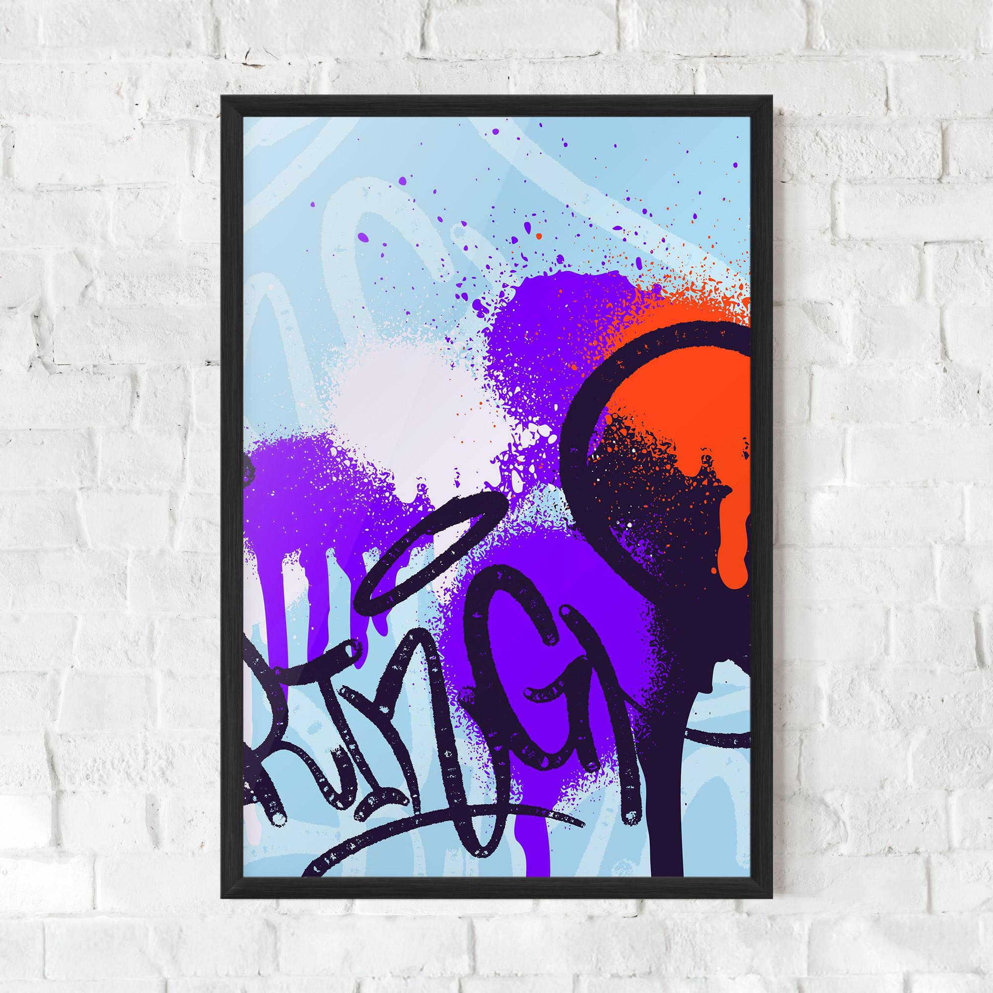 Keretezett Poszter Blue Purple Graffiti mockup 0
