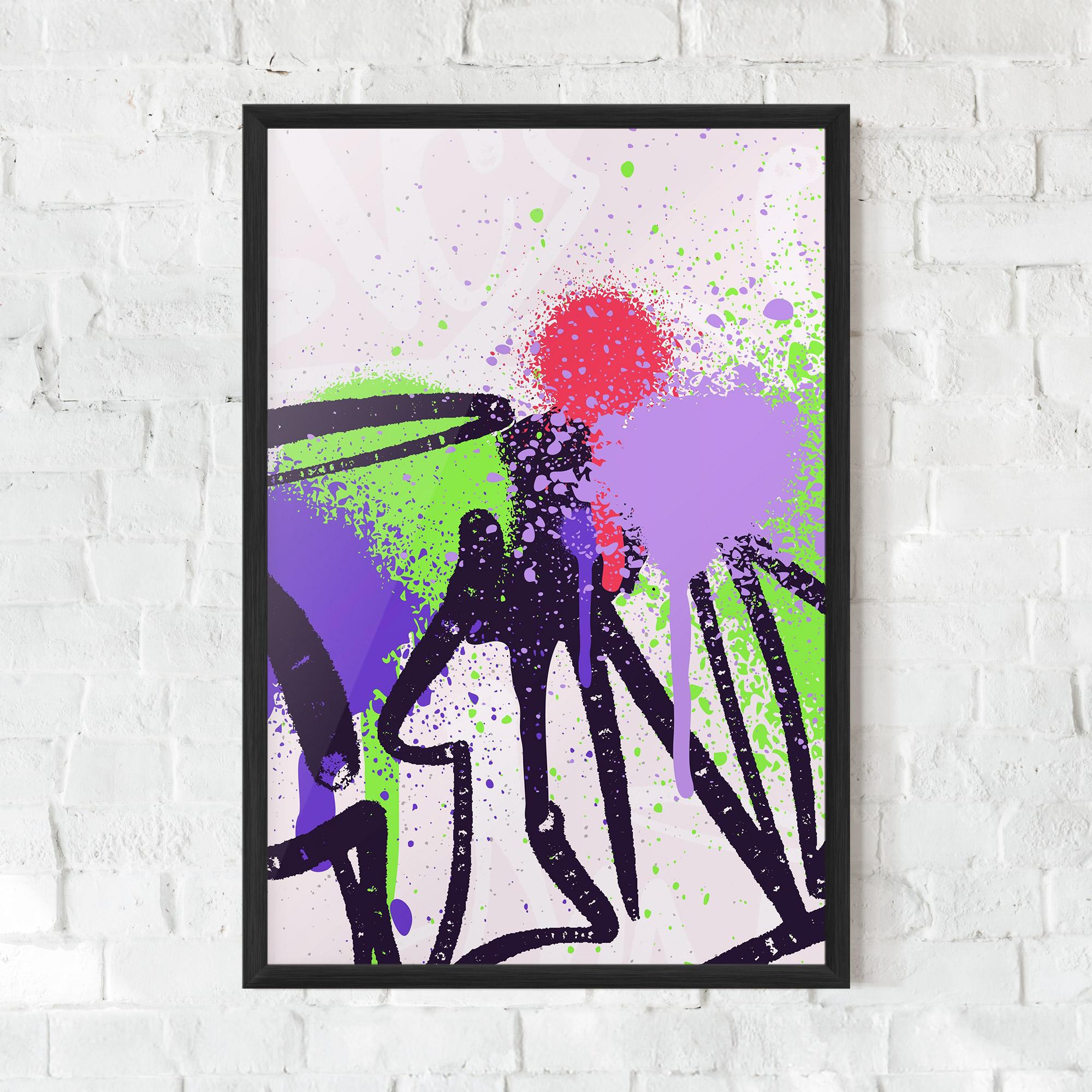 Keretezett Poszter Green Purple Graffiti mockup 0