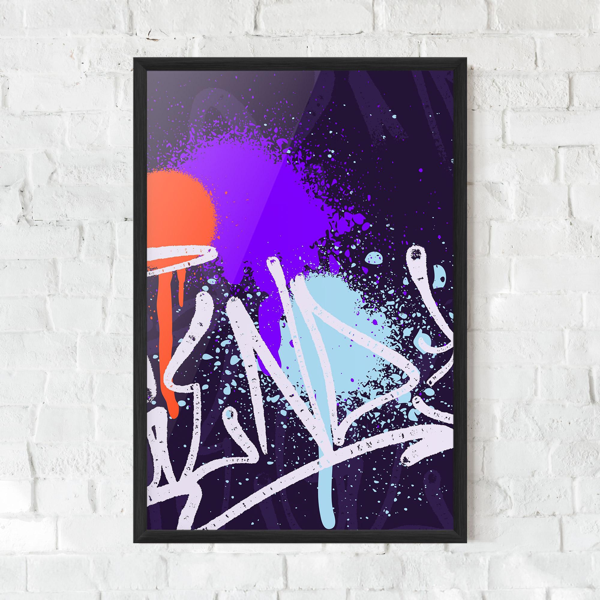 Keretezett Poszter Purple Blue Graffiti mockup 0