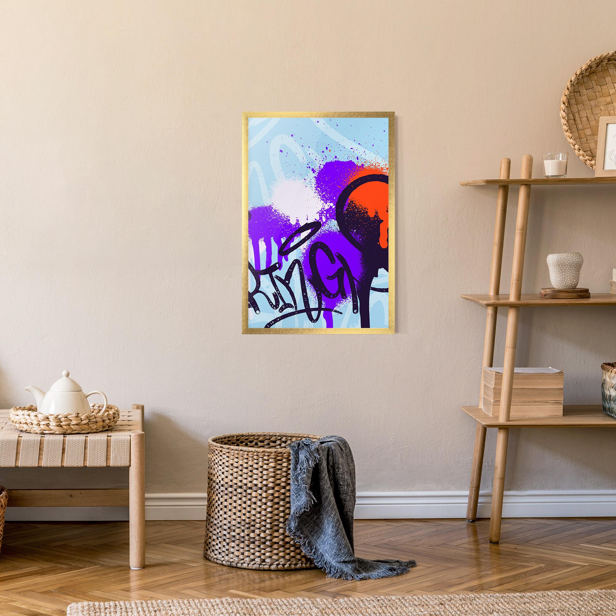 Keretezett Poszter Blue Purple Graffiti mockup 9