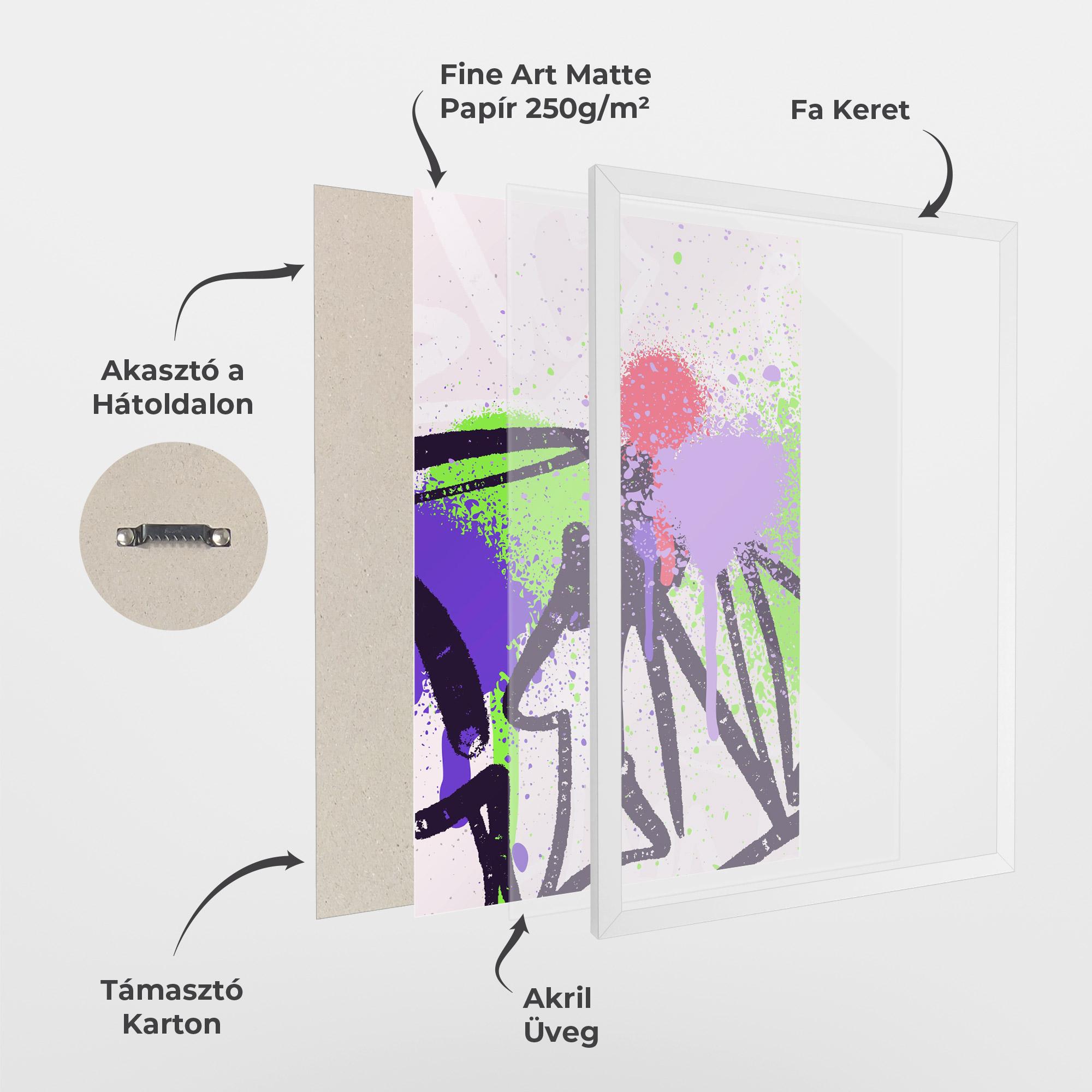 Keretezett Poszter Green Purple Graffiti mockup 1